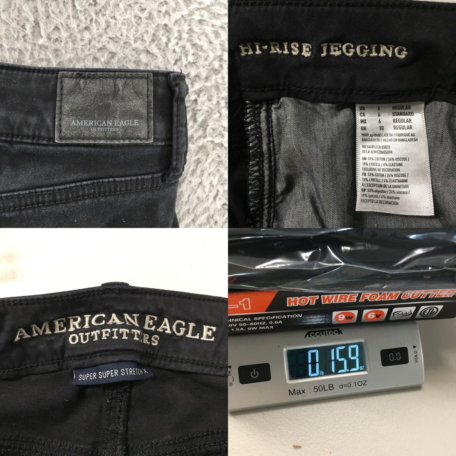 American Eagle Outfitters American Eagle Jegging Jeans Womens 6 Black High Rise Stretch Zip Shirt? Size 28" / US 6 / IT 42 - 9 Thumbnail
