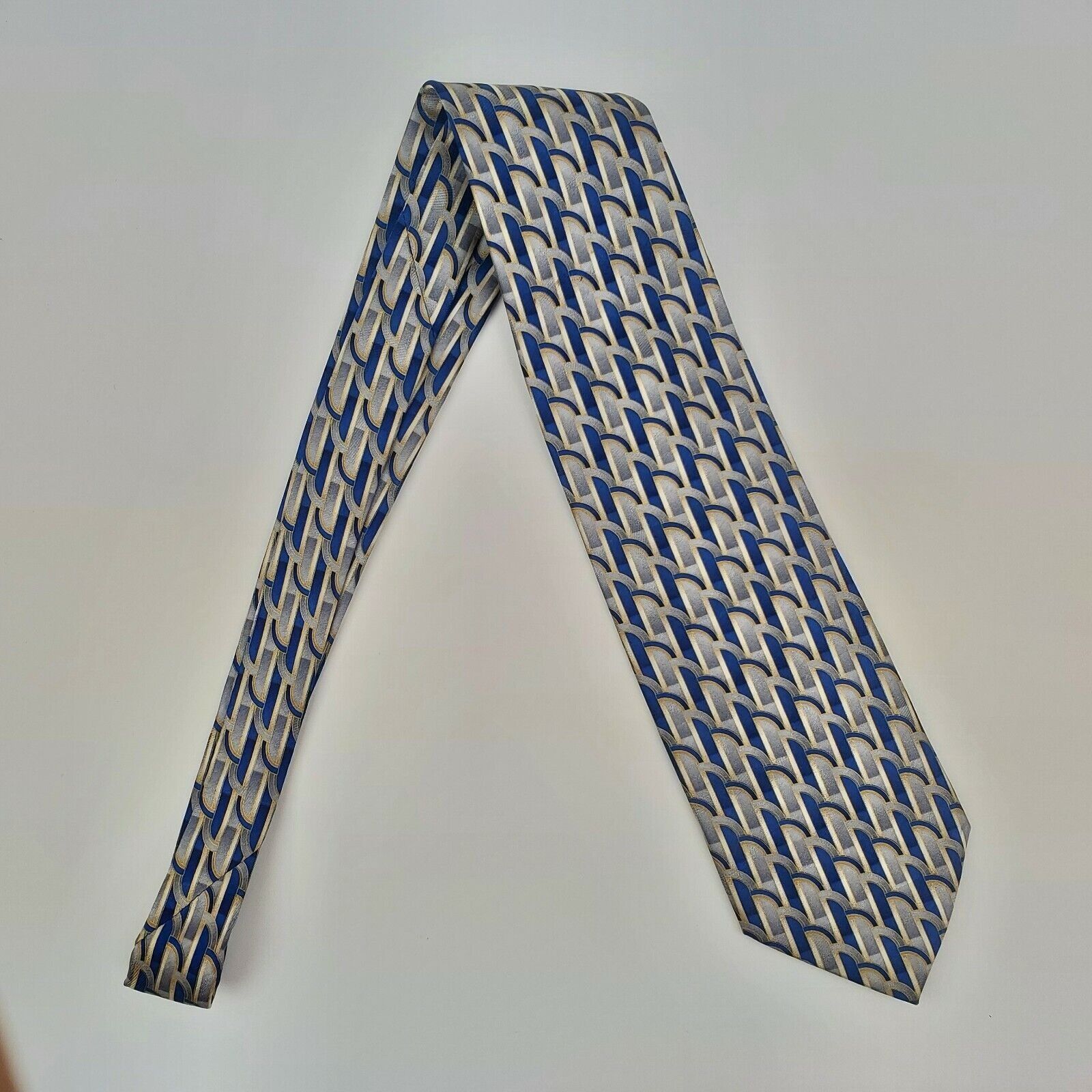 Pierre Cardin Pierre Cardin Blue SIlver Silk Geometric Tie Classic Size ONE SIZE - 6 Thumbnail