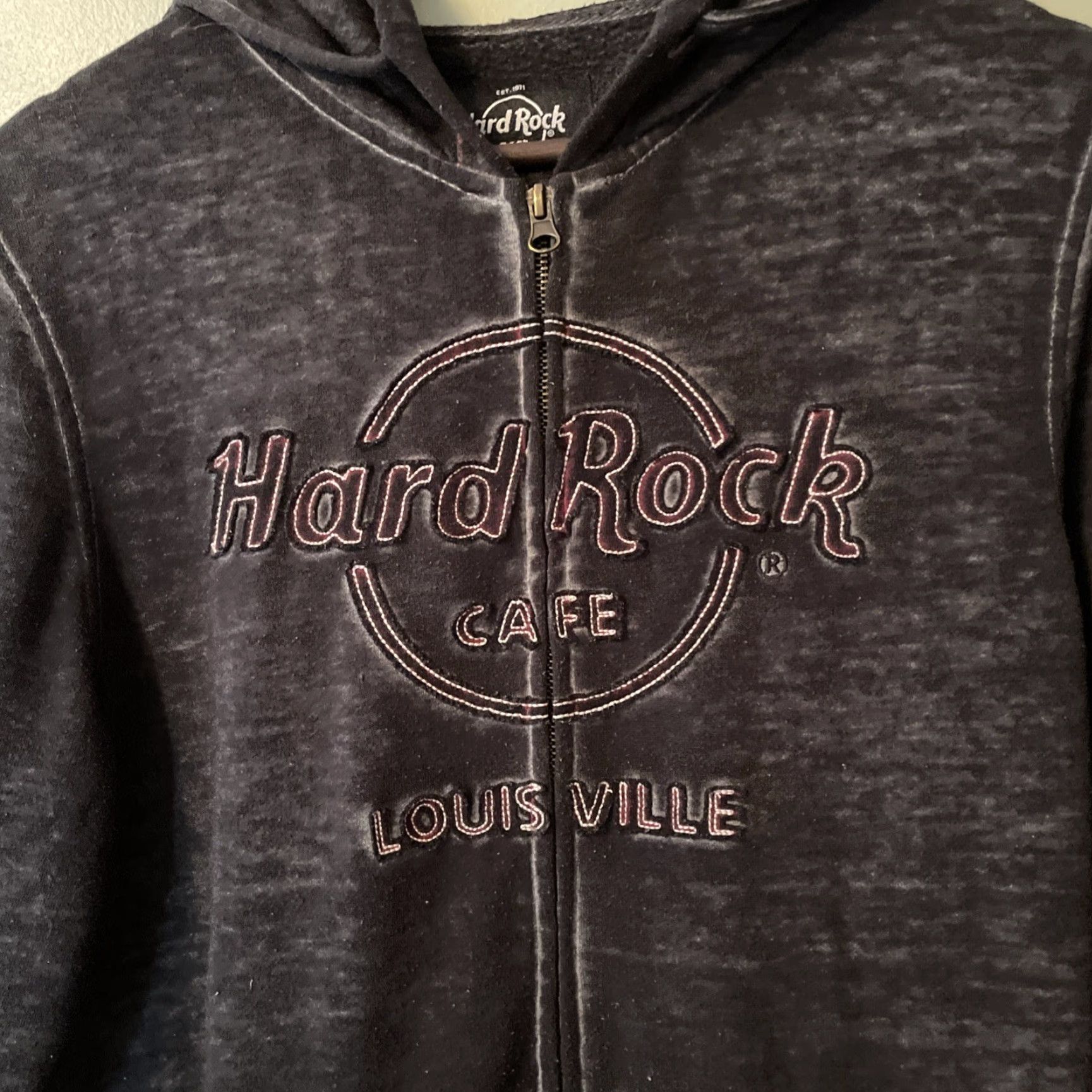 Hard Rock Cafe Hard Rock Cafe Hoodie Louisville Double Burnout Full Zip Mens M Gray Size US M / EU 48-50 / 2 - 5 Thumbnail