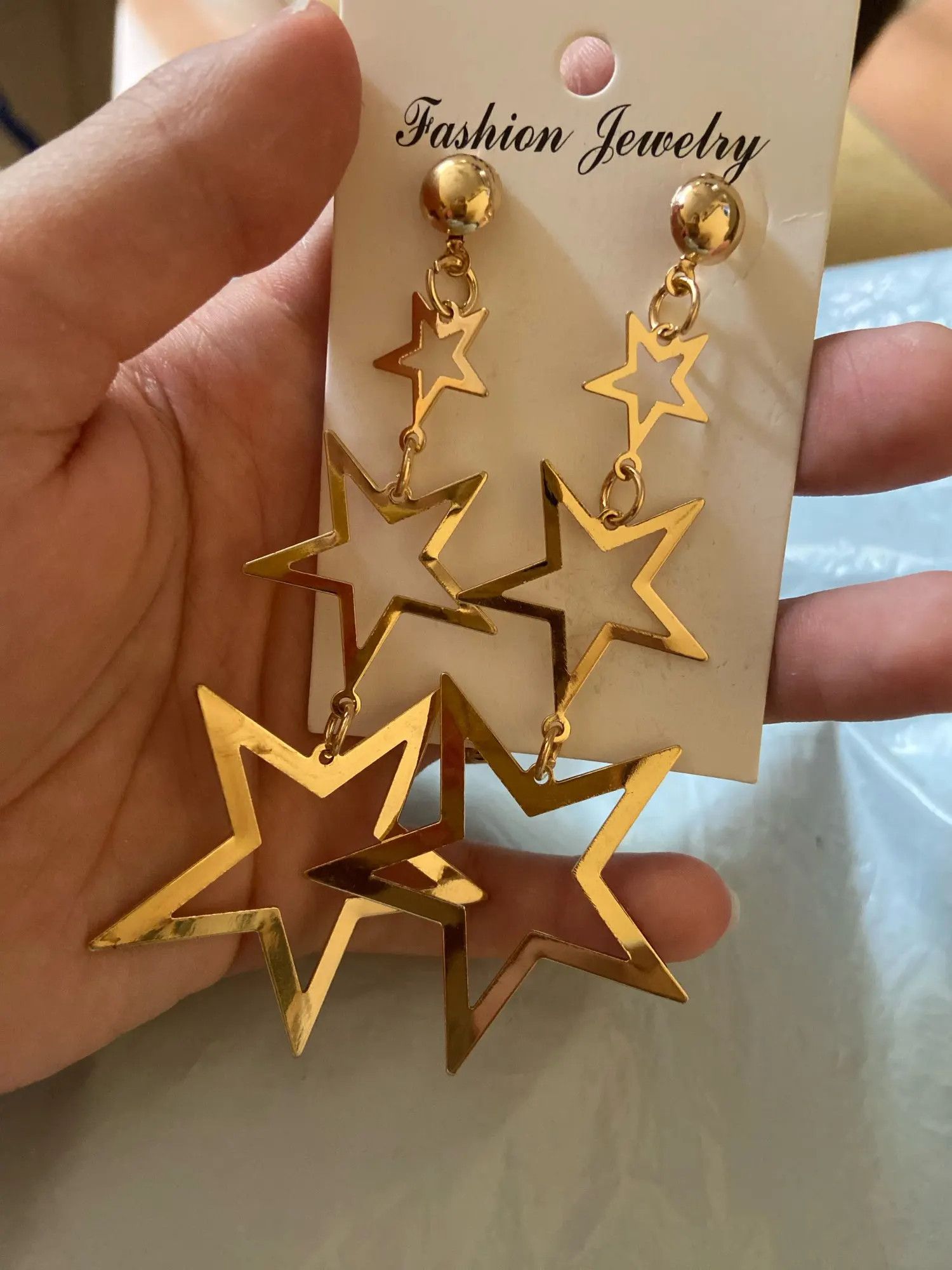 Jewelry Multi Layer Stars Long Elegant Drop Dangle Earrings Size ONE SIZE - 2 Thumbnail