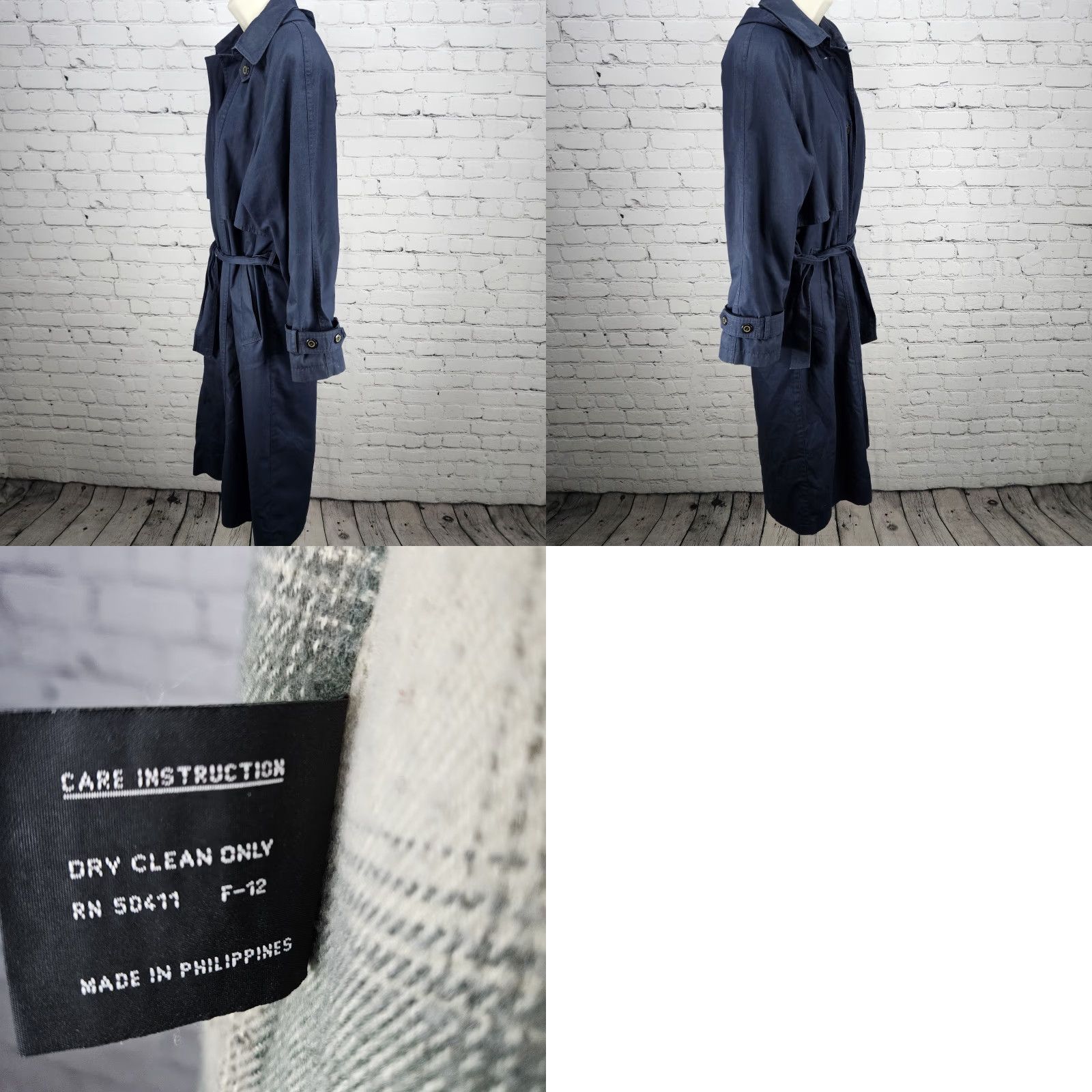 Vintage VINTAGE F.S.L Collection Coat Belted Hooded Removable Lining Trench Navy Blue 8P Women Size M / US 6-8 / IT 42-44 - 11 Thumbnail