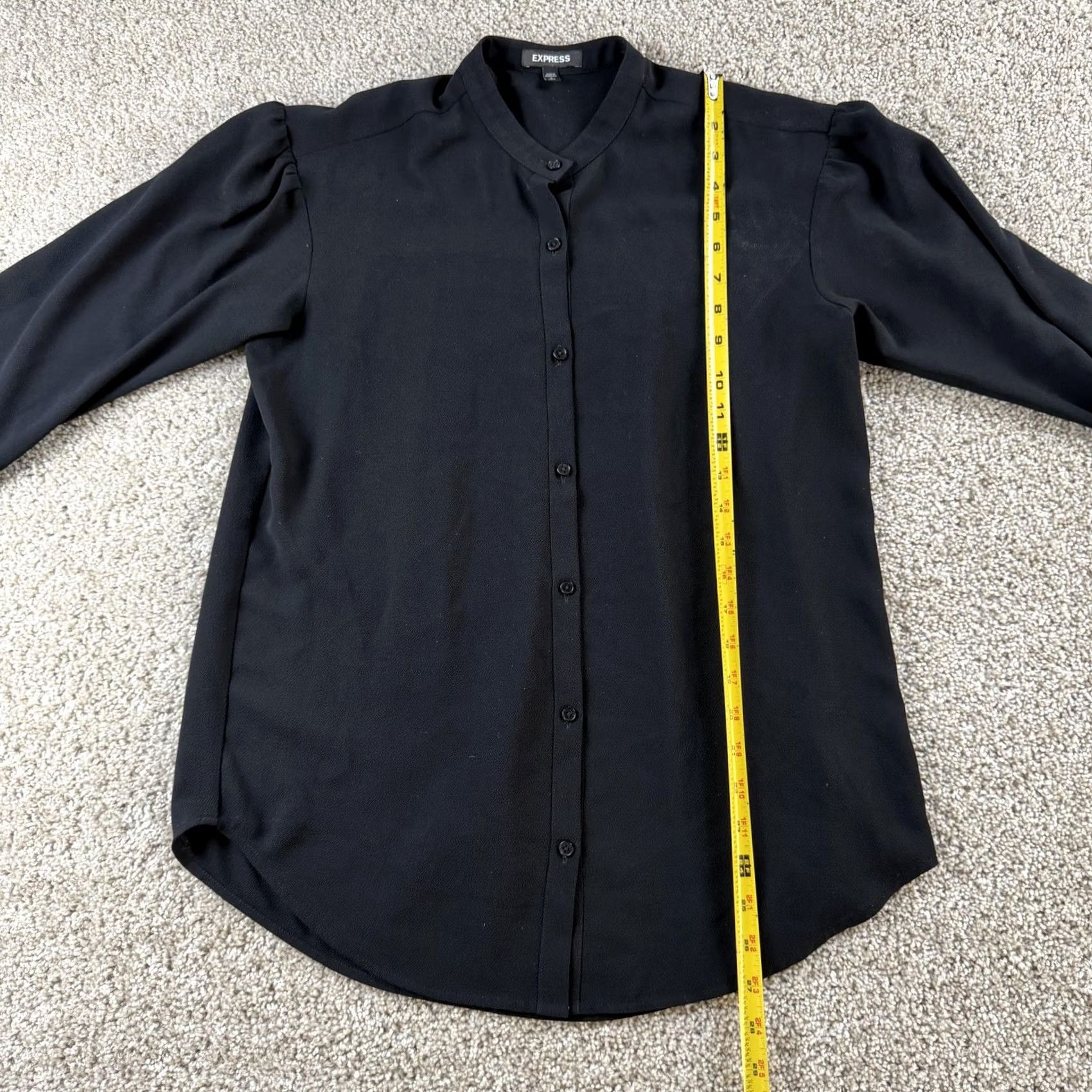 Express Express Blouse Womens S Black Button Front Long Sleeve Round Neck Top Size S / US 4 / IT 40 - 6 Thumbnail
