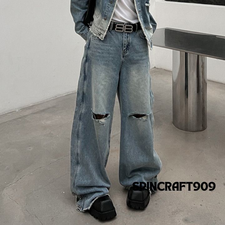 Jean Baggy Blue Distressed Denim Jeans Size US 30 / EU 46 - 1 Thumbnail
