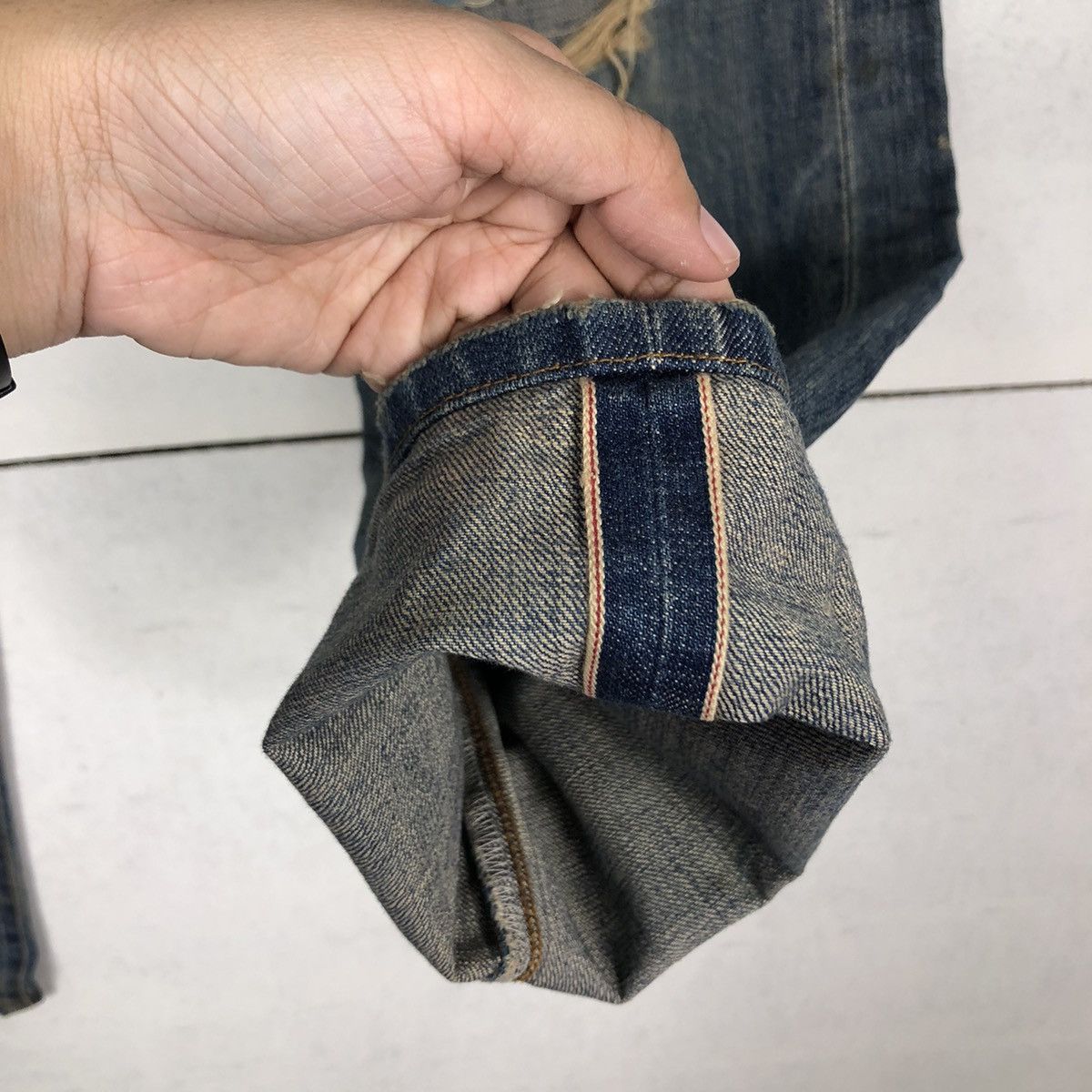 Japanese Brand 🔥Punk Design Distressed Style Denim Jeans Tough Japan Size US 34 / EU 50 - 14 Thumbnail
