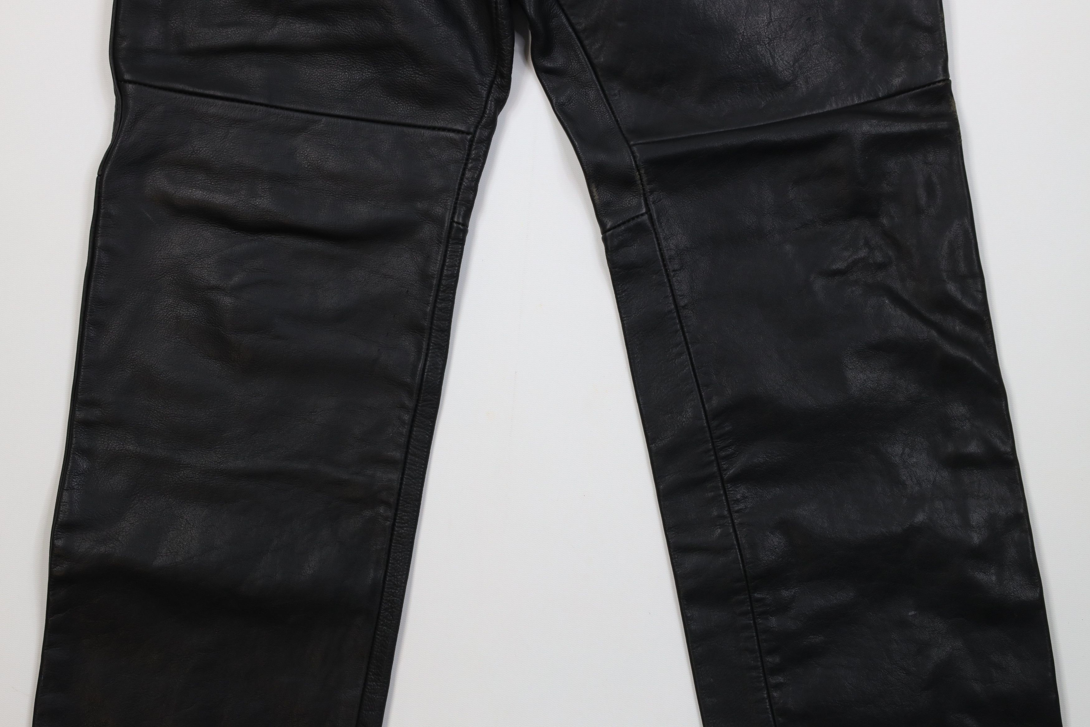 Vintage Vintage 70s Wide Leg Leather Pants Dom Goth Biker USA Size US 38 / EU 54 - 3 Thumbnail