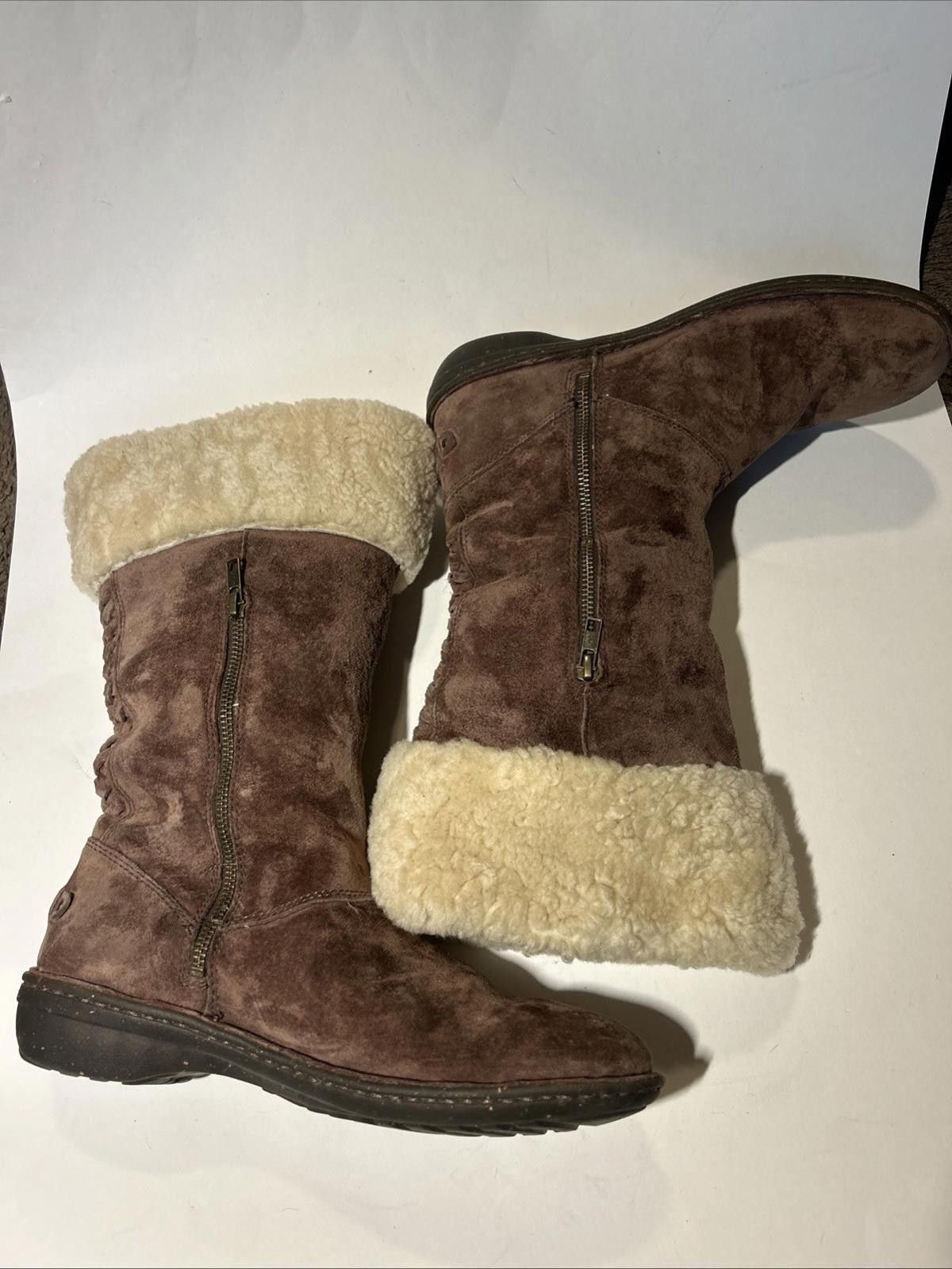 Ugg UGG Karyn Cuffed Suede Sheepskin Boots Sz 10 Brown Mid Calf Size US 10 / IT 40 - 4 Thumbnail