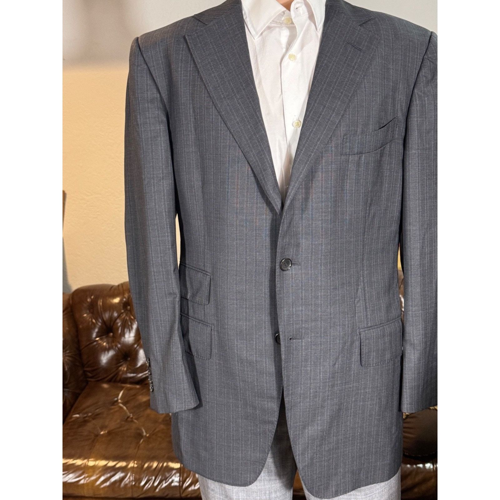 Tom Ford Tom Ford Charcoal Striped Gray Wool Blazer Notch Lapel 52 42 Size 42R - 9 Thumbnail