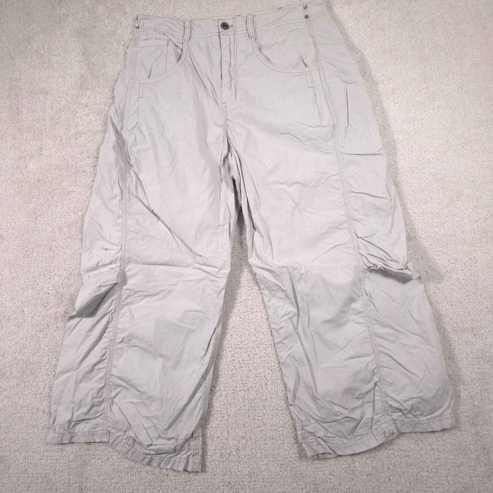 Vintage Pilcro Capri Pants Womens 29 Gray Twill Relaxed Lightweight Pockets Casual Size 29" - 2 Thumbnail