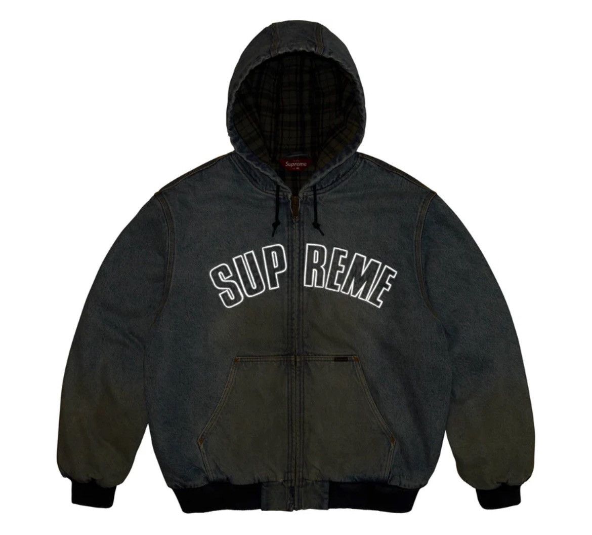Supreme Supreme Reflective Arc Logo Hooded Work Jacket Denim FW25 Size US L / EU 52-54 / 3 - 4 Thumbnail