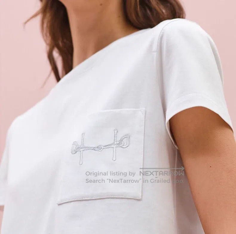 Hermes Hermes White logo embroidered cotton short-sleeved T-shirt Size XS / US 0-2 / IT 36-38 - 9 Thumbnail