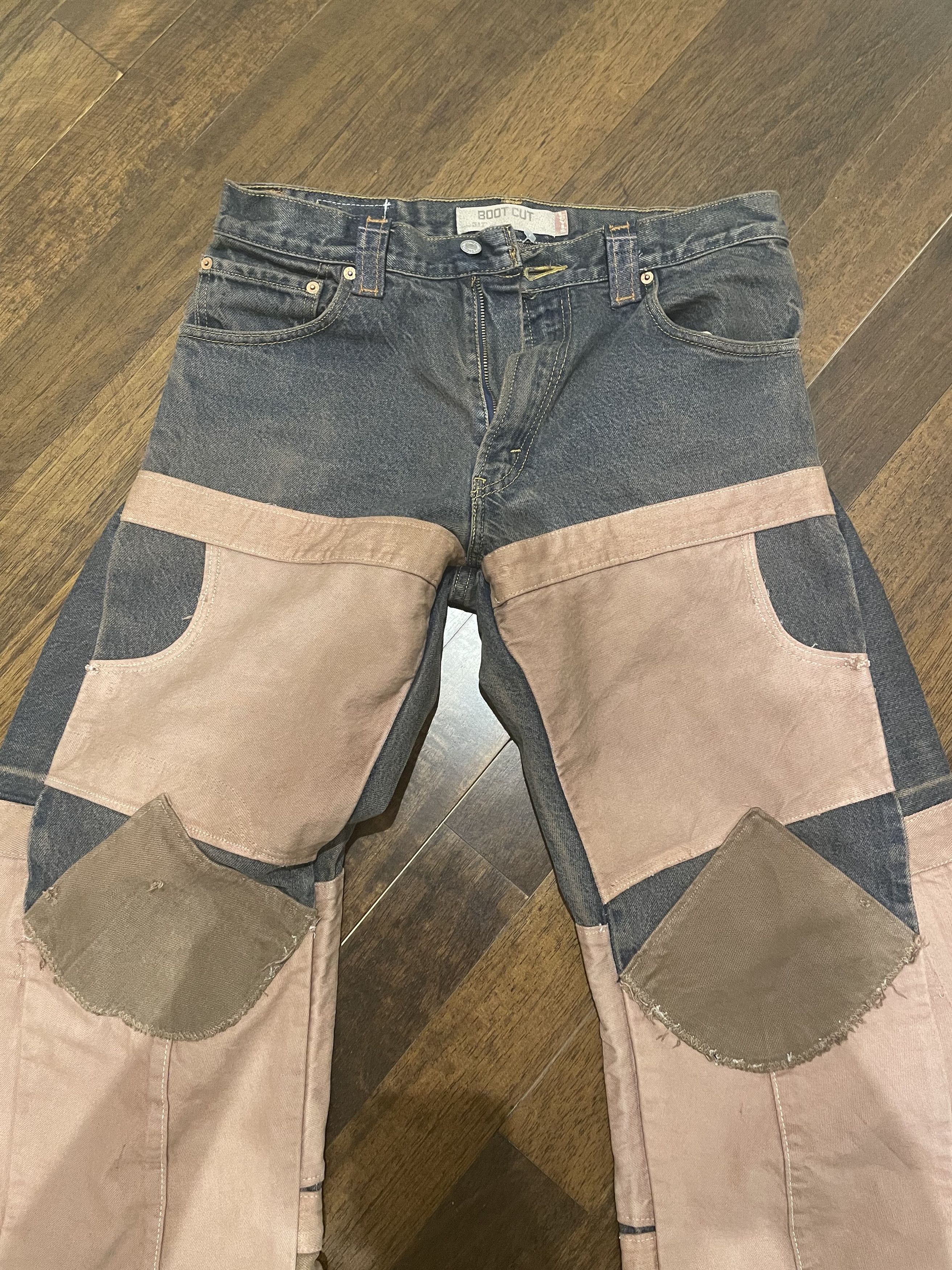 Levi's × Levi's Vintage Clothing × Vintage 1 of 1 Custom Bull Legged Patchwork Jeans Size US 31 - 2 Thumbnail