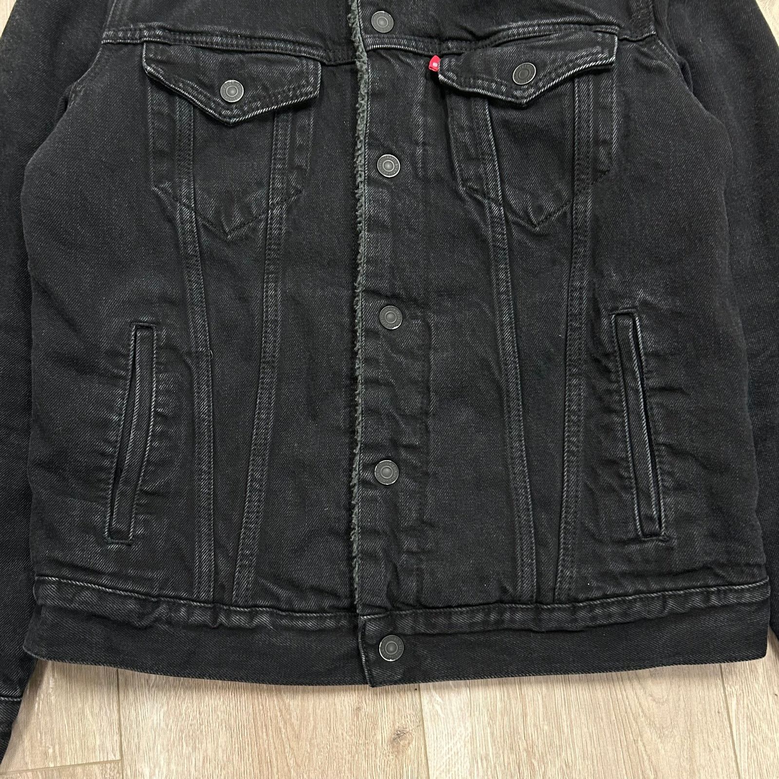 Levi's Levis Sherpa Lined Denim Trucker Jacket Coat Black Medium Size US M / EU 48-50 / 2 - 3 Thumbnail