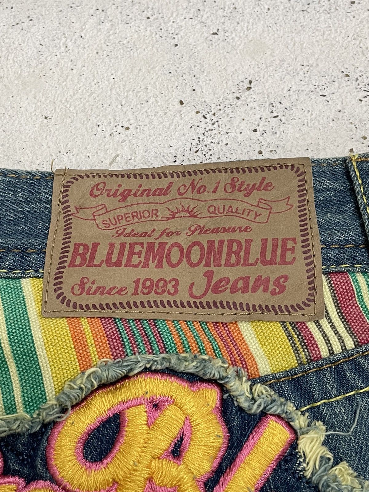 Japan Blue Vintage Blue Moon Blue Embroidery Tartan Plaid Junya Style Size 29" - 21 Thumbnail