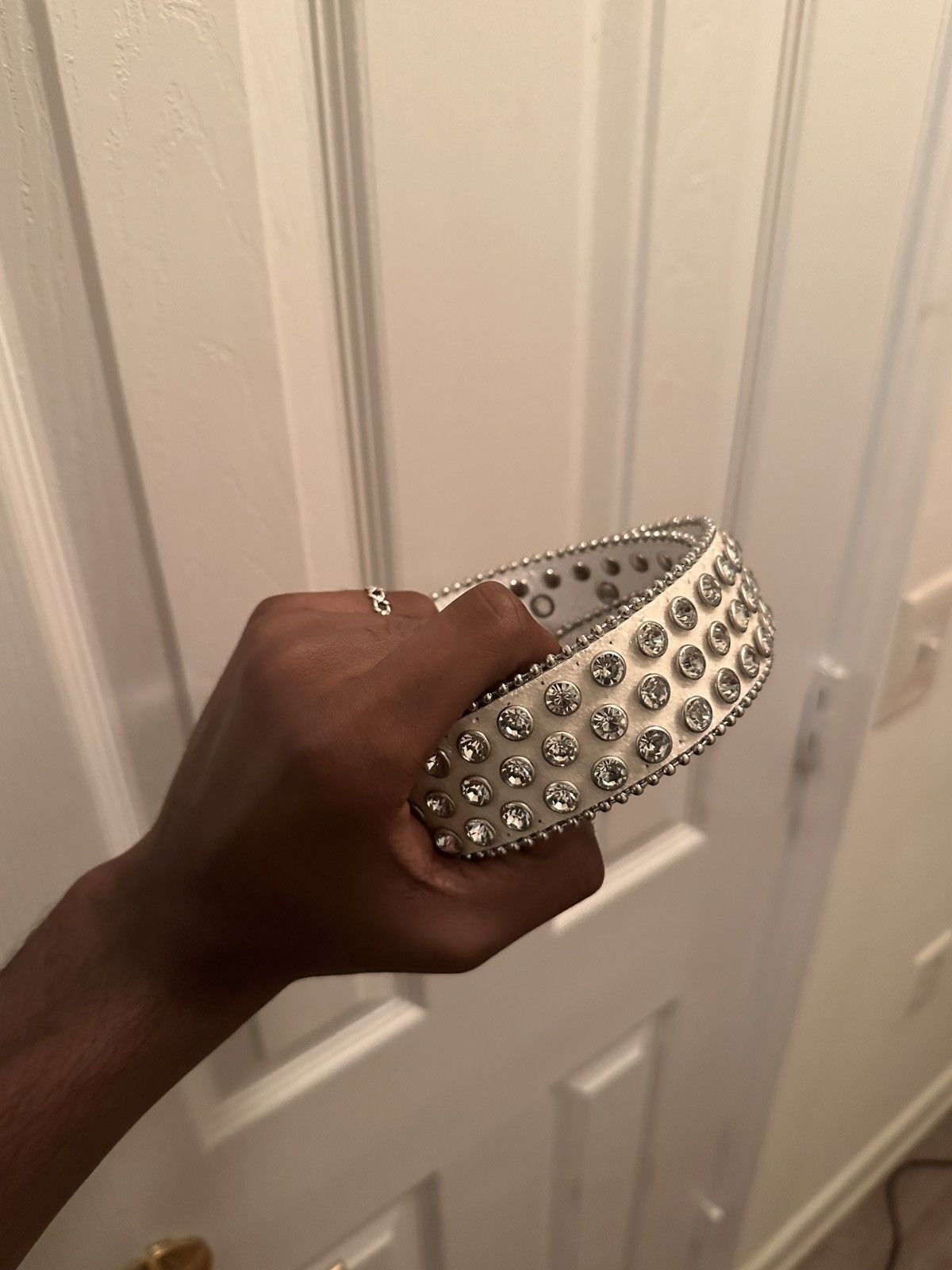 Japanese Brand × Vintage White and chrome rhinestone belt Size ONE SIZE - 4 Thumbnail