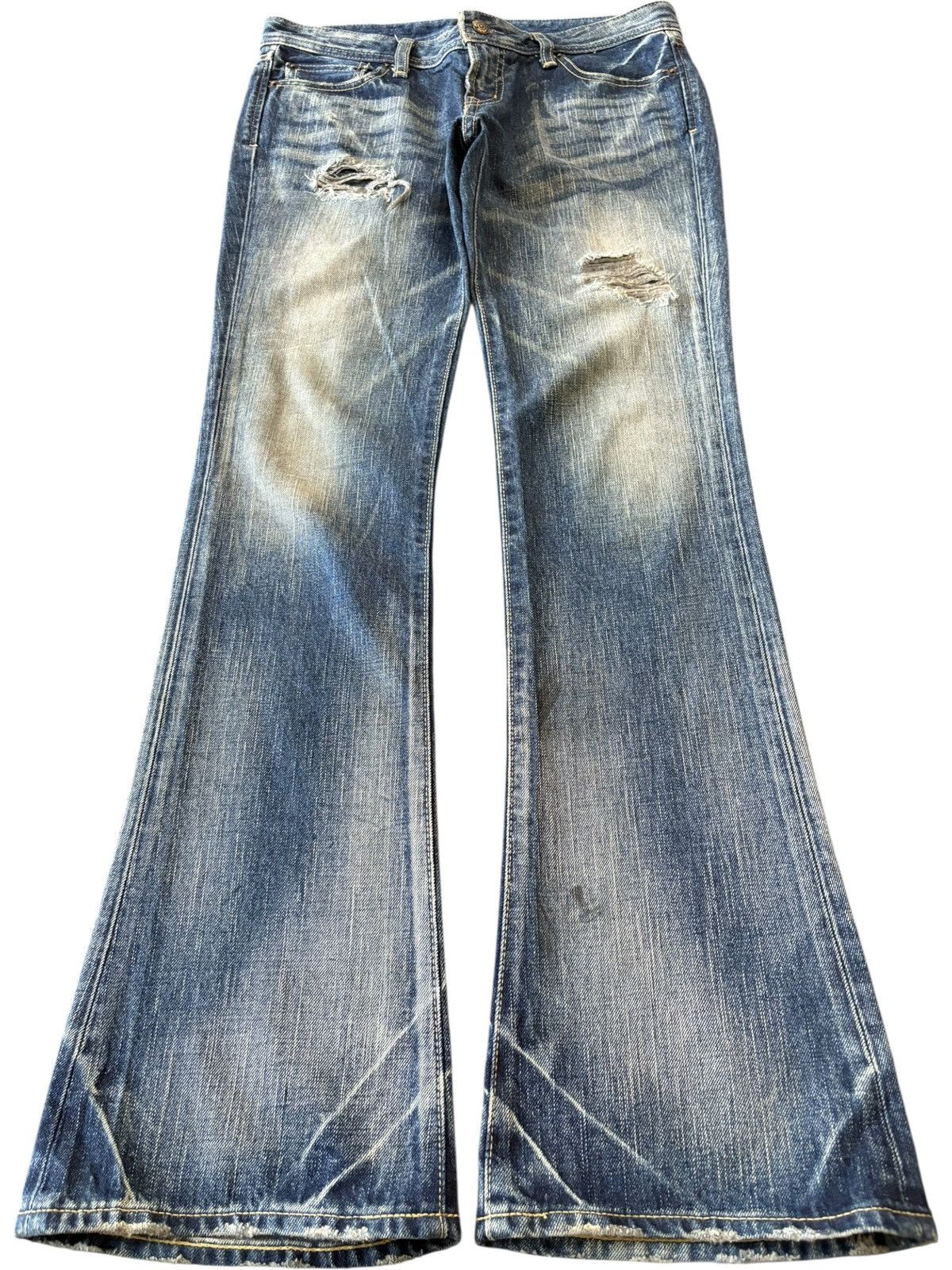 Japanese Brand Vintage Japanese Brand Mud Wash Distressed Flare Jeans Size 31" - 1 Thumbnail