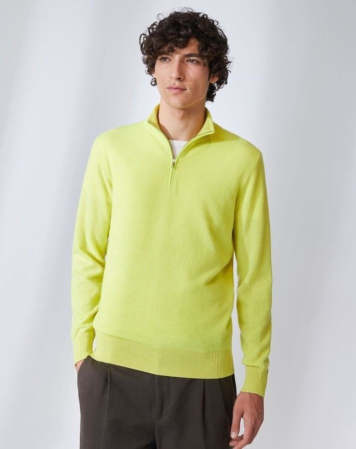 Loro Piana o1srvl11e0824 Mezzocollo Roadster Sweater in Acid Kiwi Size US S / EU 44-46 / 1 - 3 Thumbnail