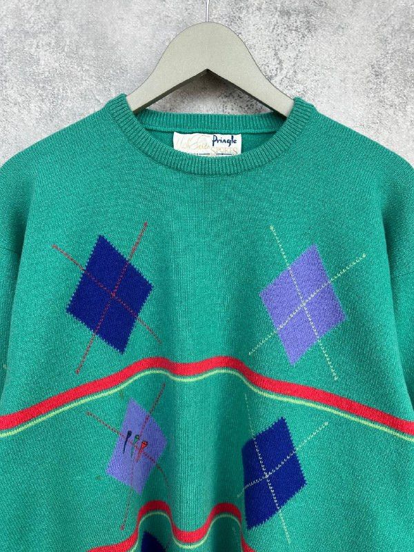 Pringle Of Scotland Pringle of Scotland Argyle Stripe Crew Wool Sweater Mentol Size US L / EU 52-54 / 3 - 4 Thumbnail