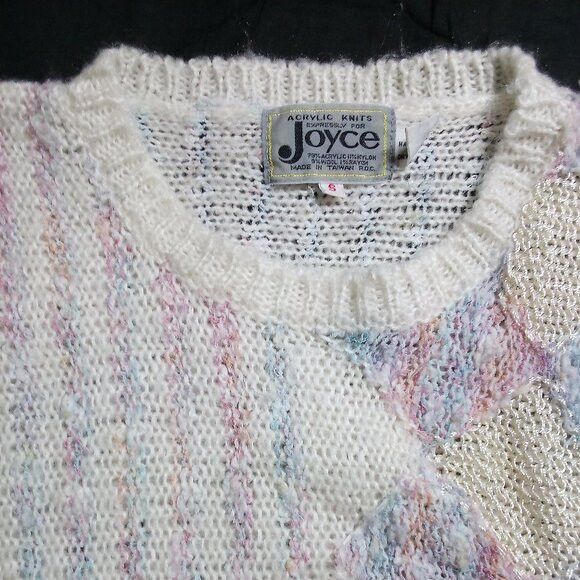 Vintage Vintage Joyce Knits Diamonds Stripes Pastel Sweater Vest Size S / US 4 / IT 40 - 3 Thumbnail