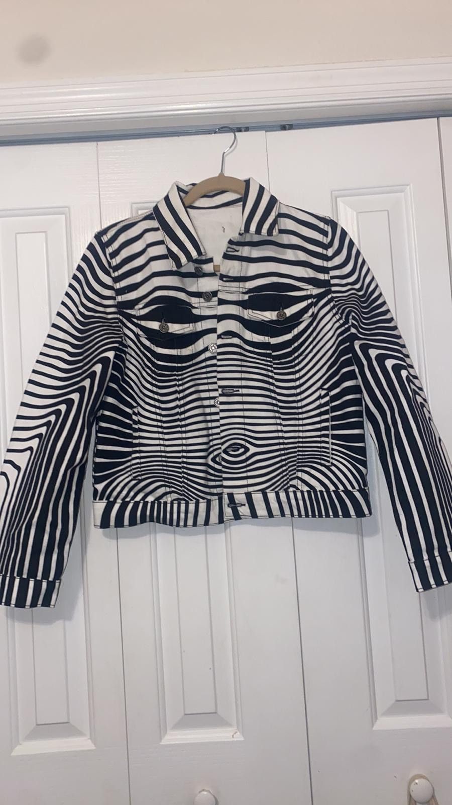Jean Paul Gaultier BODY MORPHING PRINTED DENIM JACKET BLACK AND WHITE Size S / US 4 / IT 40 - 1 Thumbnail