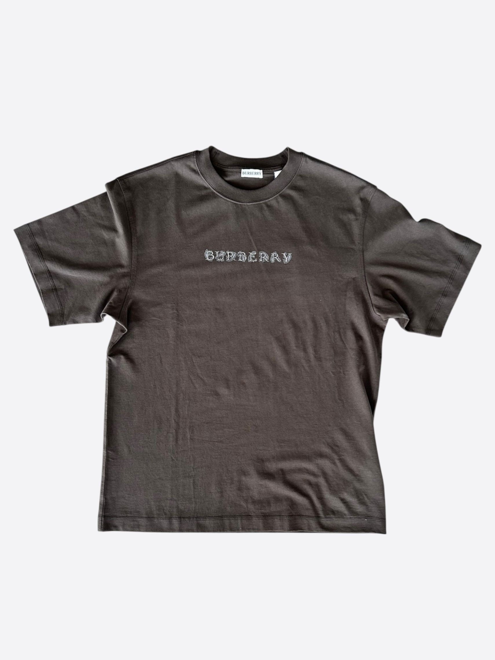 Burberry Burberry Brown Embroidered Logo T-Shirt Size US L / EU 52-54 / 3 - 1 Thumbnail