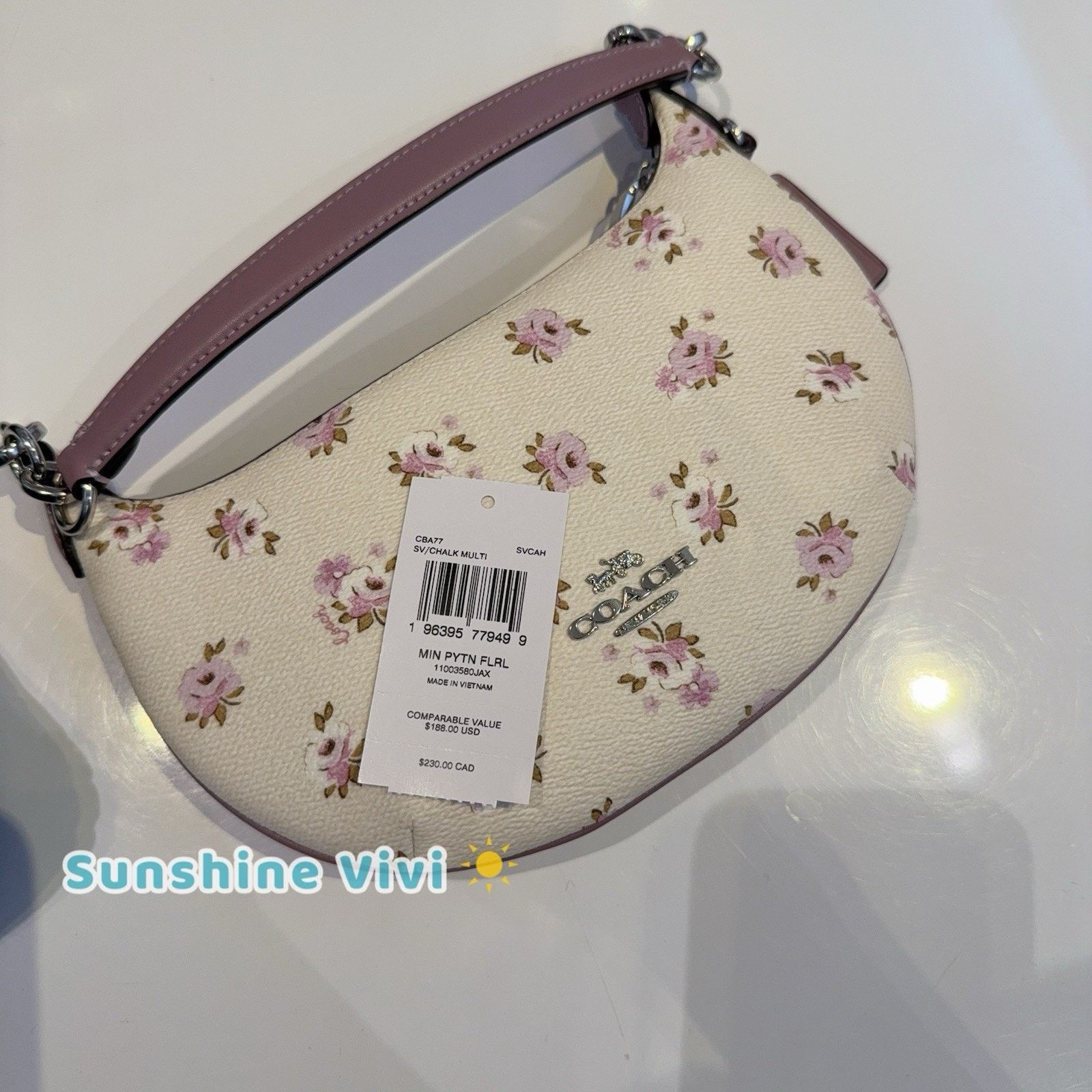 Coach NWT Coach Mini Payton Bag Floral Print CBA77 Silver/Chalk Size ONE SIZE - 4 Thumbnail