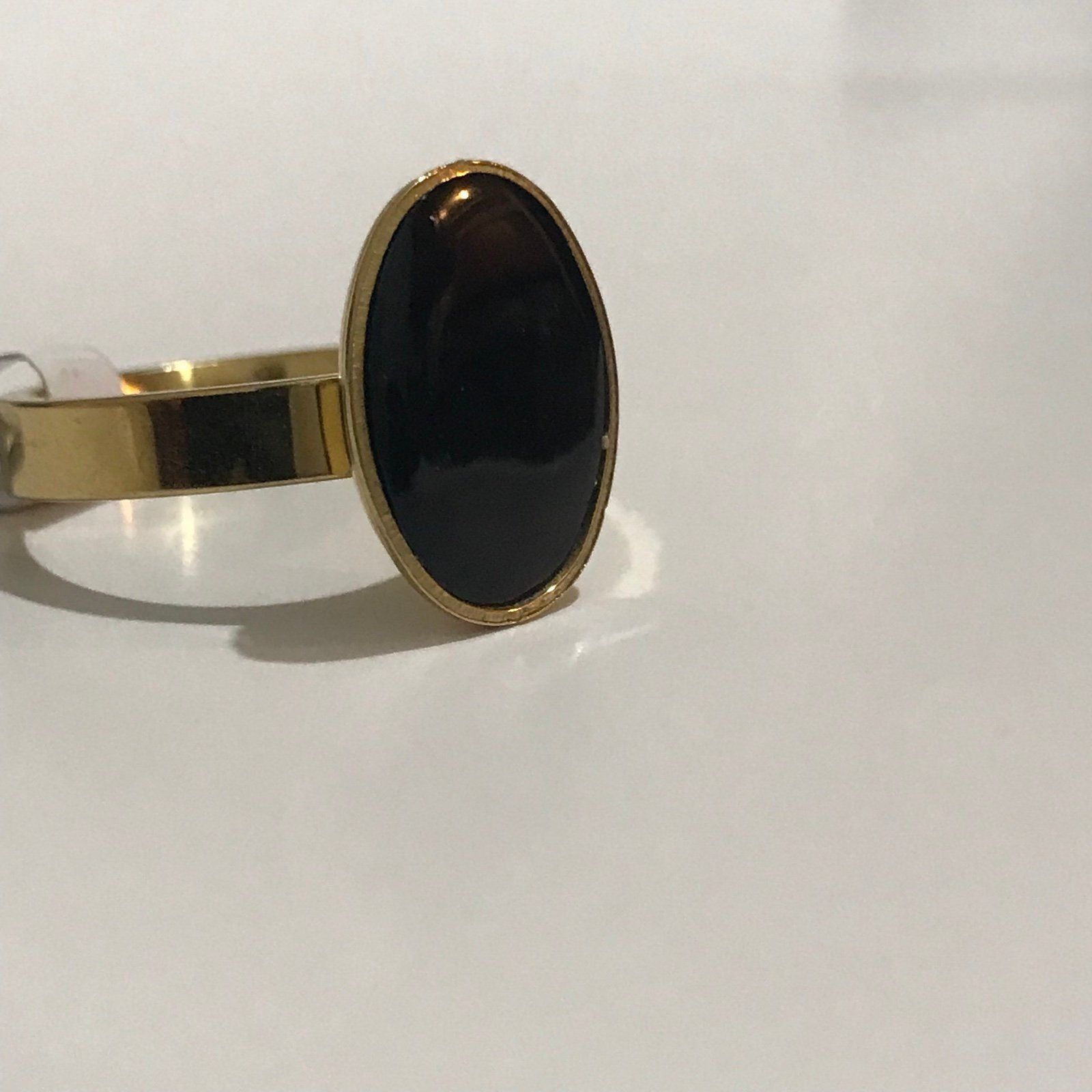 The Unbranded Brand Black Stainless Steel Fashion Ring With Gold Tone Size 9.5 Size ONE SIZE - 4 Thumbnail