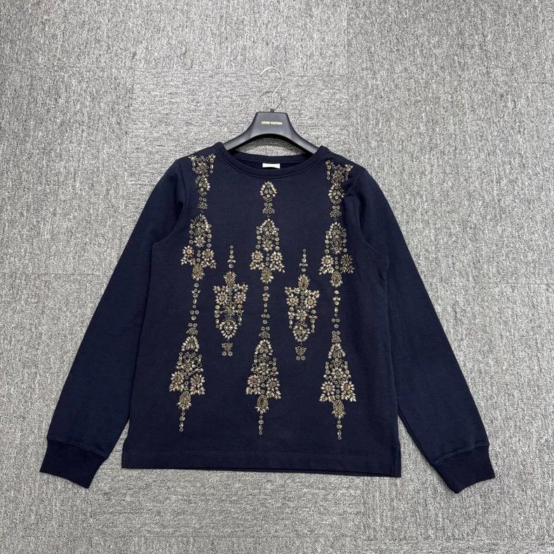 Dries Van Noten DRIES VAN NOTEN Black heavy embroidery patterned hoodie Size M / US 6-8 / IT 42-44 - 1 Thumbnail