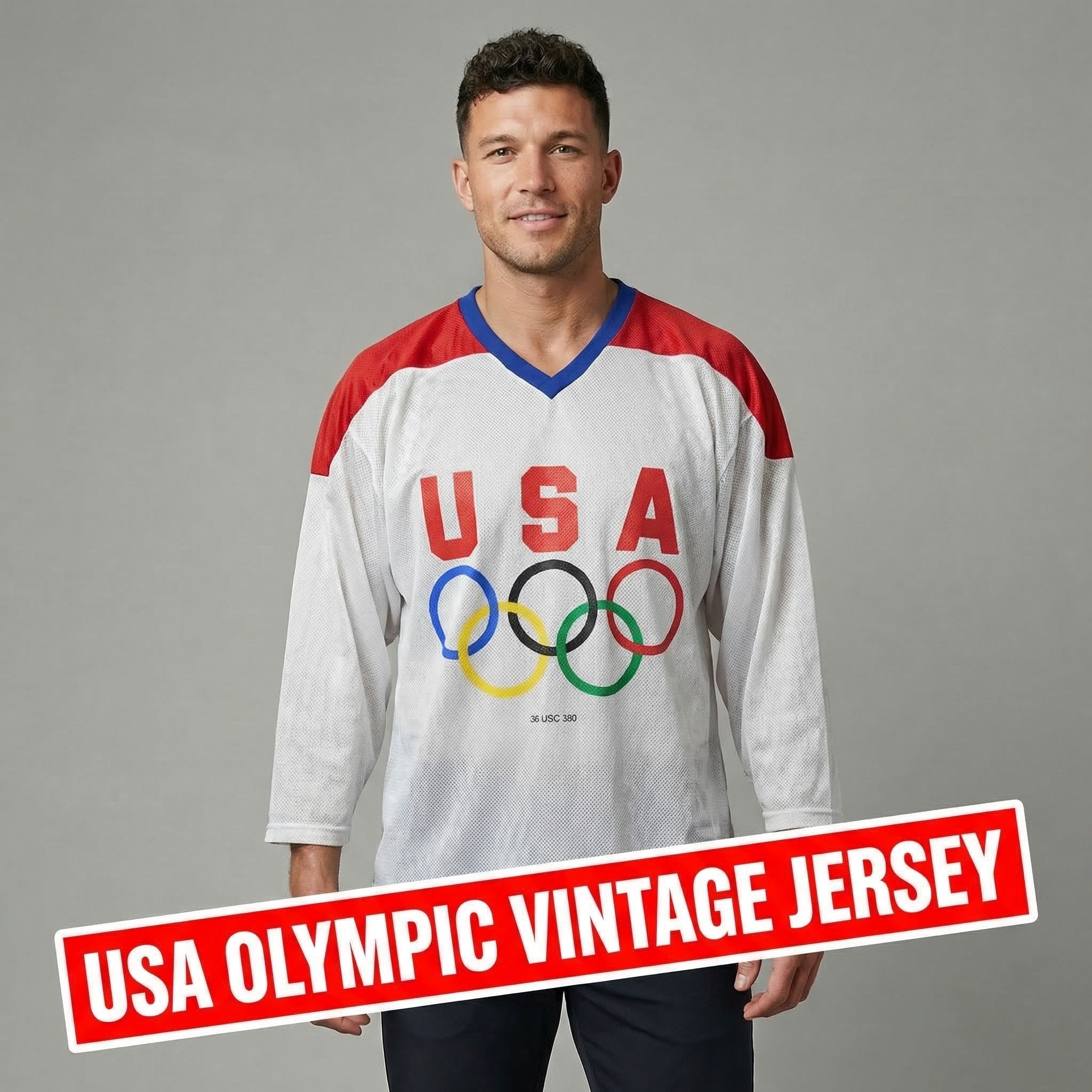 USA Olympics Vintage 90s USA Olympic Hockey Jersey | Adult XL Size US XL / EU 56 / 4 - 1 Thumbnail