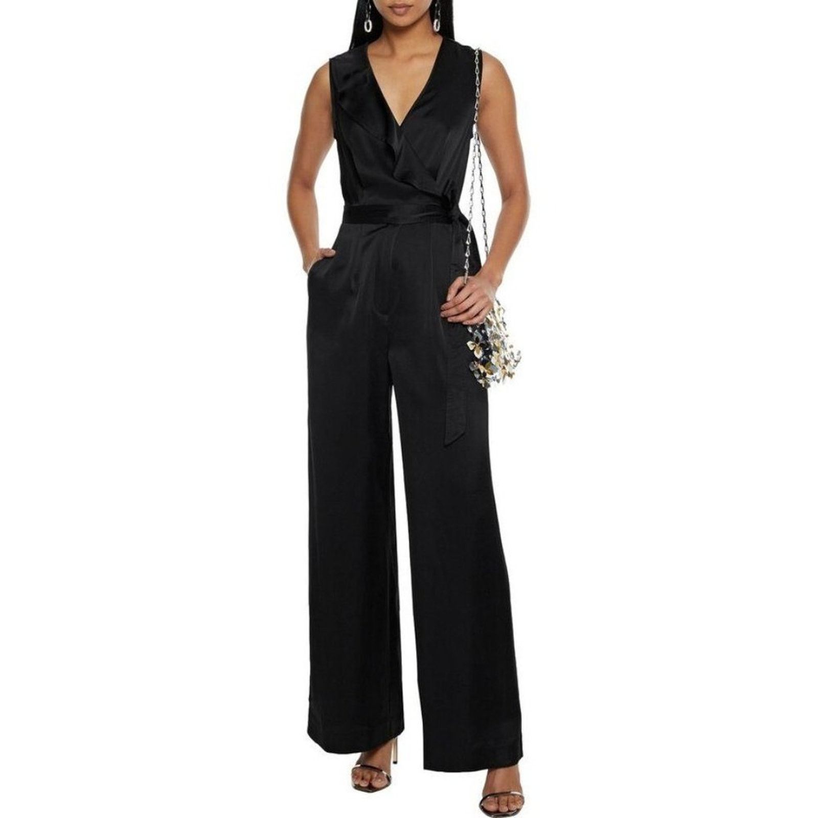 Diane von Furstenberg Diane von Furstenberg Sol wrap-effect satin wide-leg NWT Size 26" / US 2 / IT 38 - 4 Thumbnail