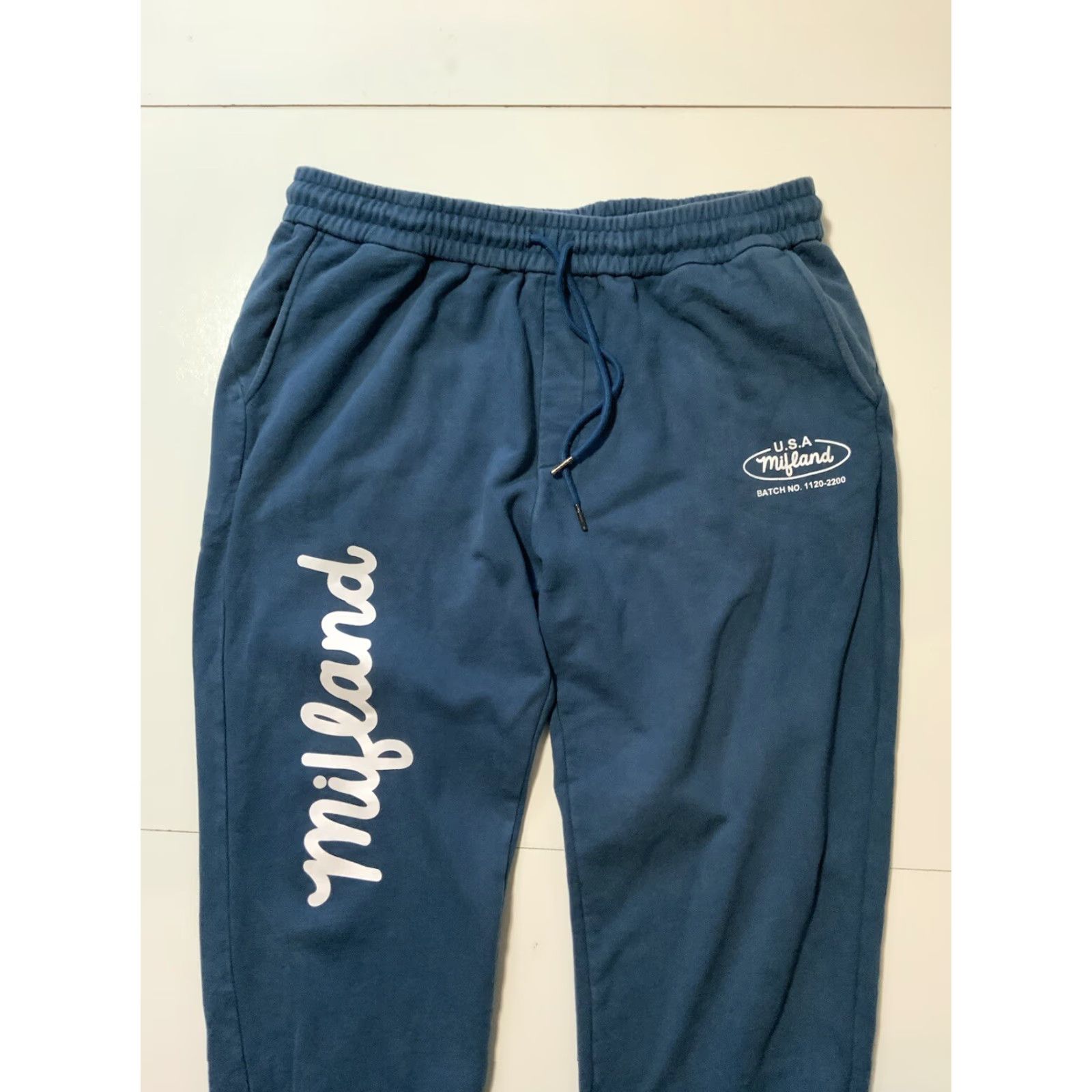 Vintage VINTAGE Mifland Script Fleece Knit Blue QS II 13oz Heavyweight Jogger Sweatpants Sz. XXL Mens Sweatpants Blue 2XL Regular Lightweight? Size US 39 - 5 Thumbnail