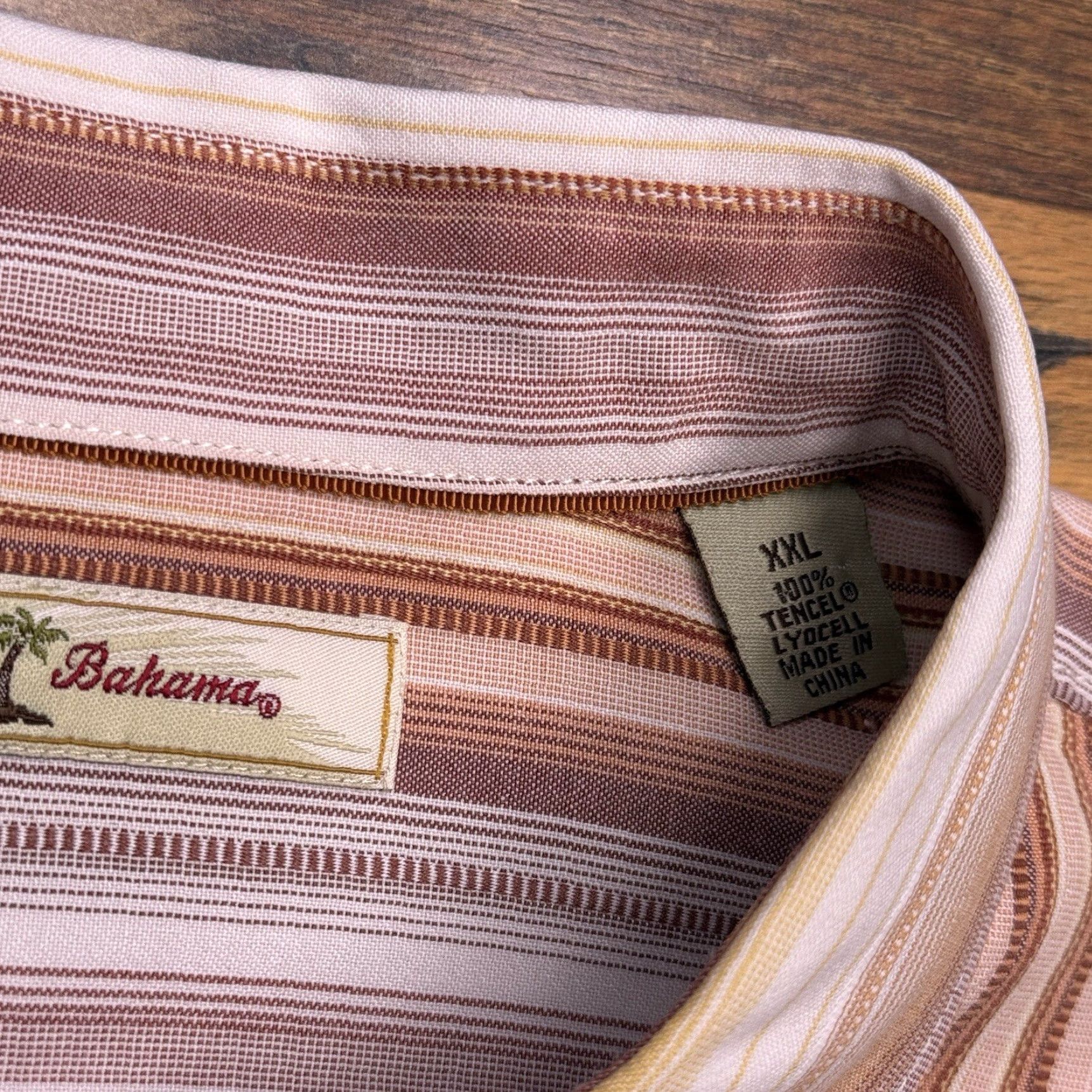 Tommy Bahama Tommy Bahama Shirt Mens 2XL XXL Tan Striped Tencel Button Up Size US XXL / EU 58 / 5 - 5 Thumbnail