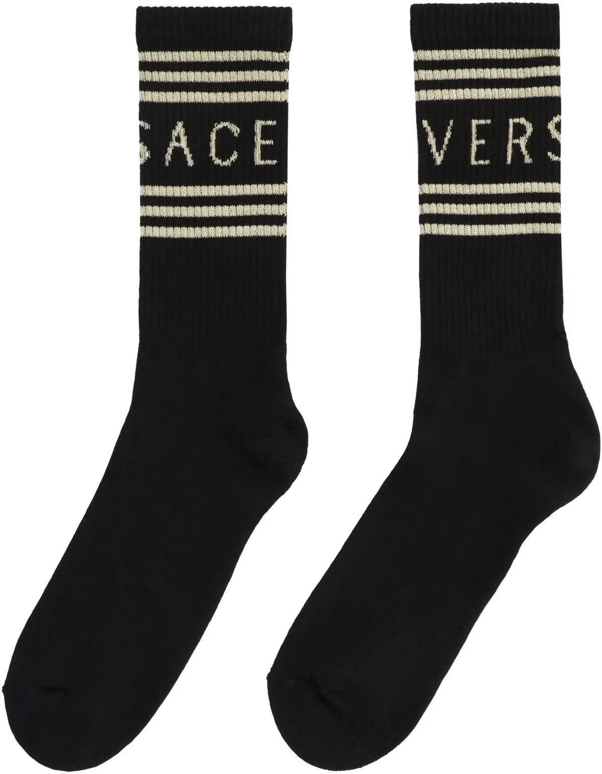 Versace Versace 90S VINTAGE LOGO SOCKS BLACK/GOLD SIZE MEDIUM NWT Size ONE SIZE - 6 Thumbnail