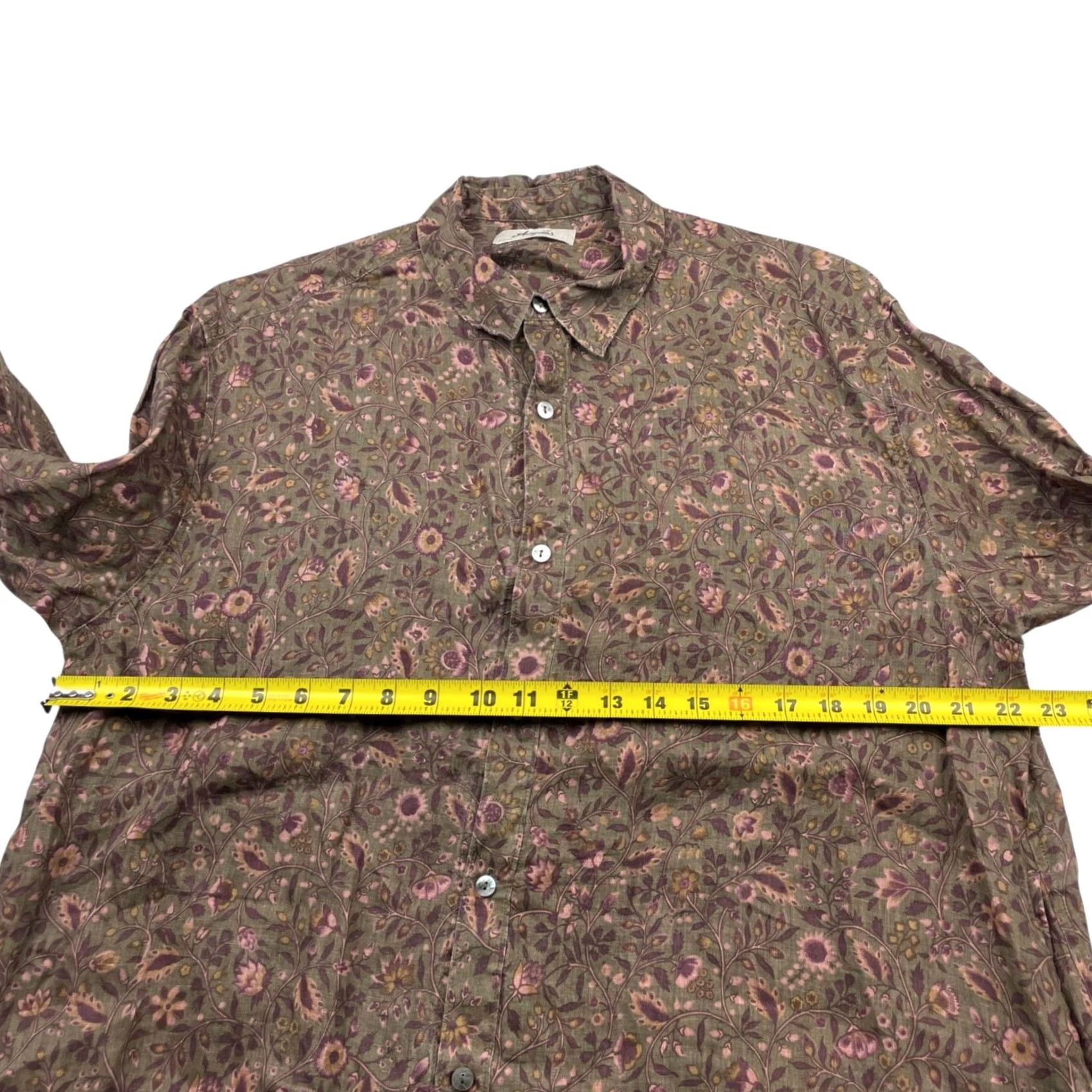 Vintage VINTAGE Ichi Antiques Women’s Dress Linen Kaftan Casual Midi Brown/Purple Floral One Size Regular Size ONE SIZE - 8 Thumbnail