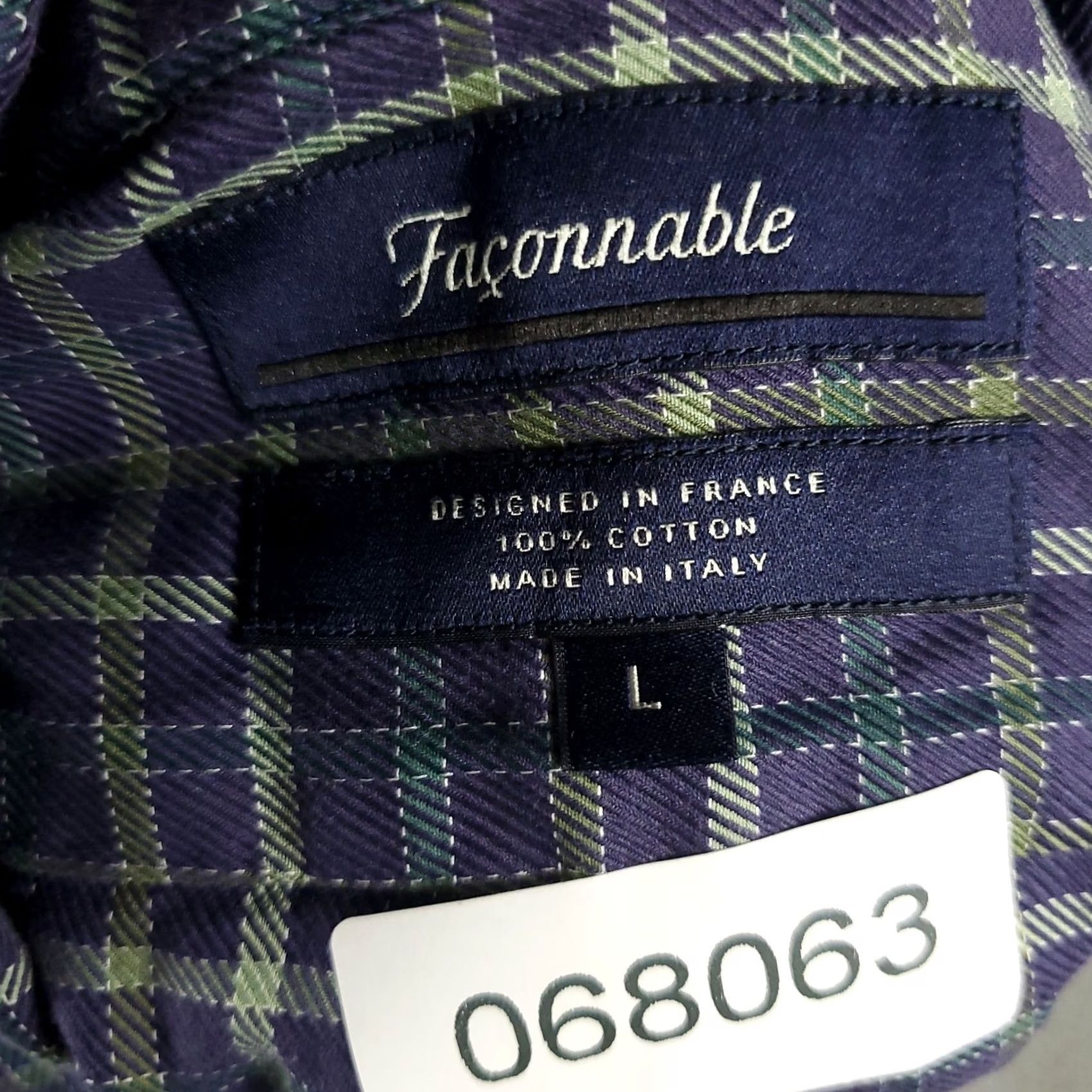 Faconnable Façonnable Shirt Mens Large Purple Plaid Flannel Button Up Long Sleeve Size US L / EU 52-54 / 3 - 7 Thumbnail