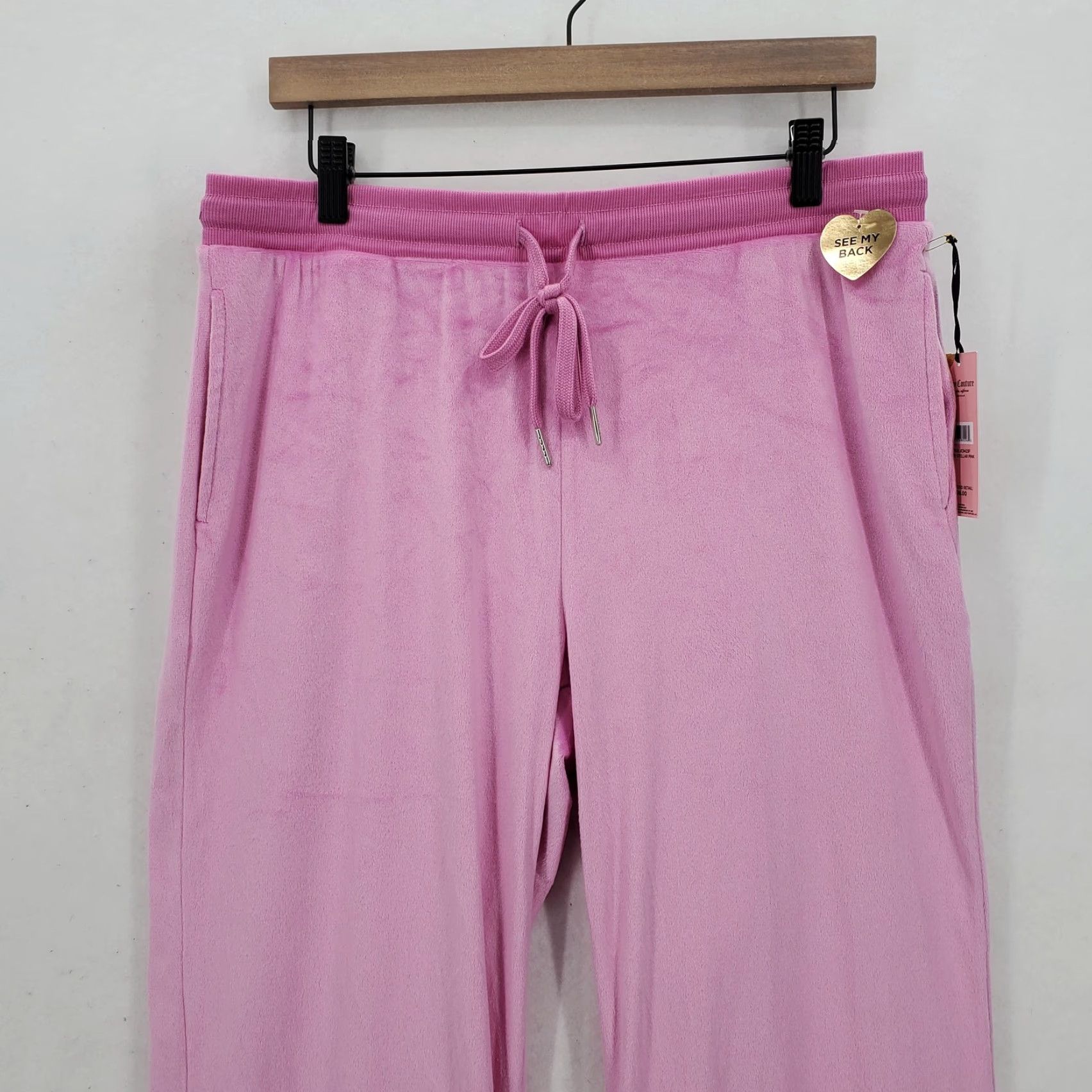 Juicy Couture Juicy Couture Womens Pants Large Pink Velour Sleepwear Rhinestone Back Y2K NWT Size 36" / US 14 / IT 50 - 2 Thumbnail
