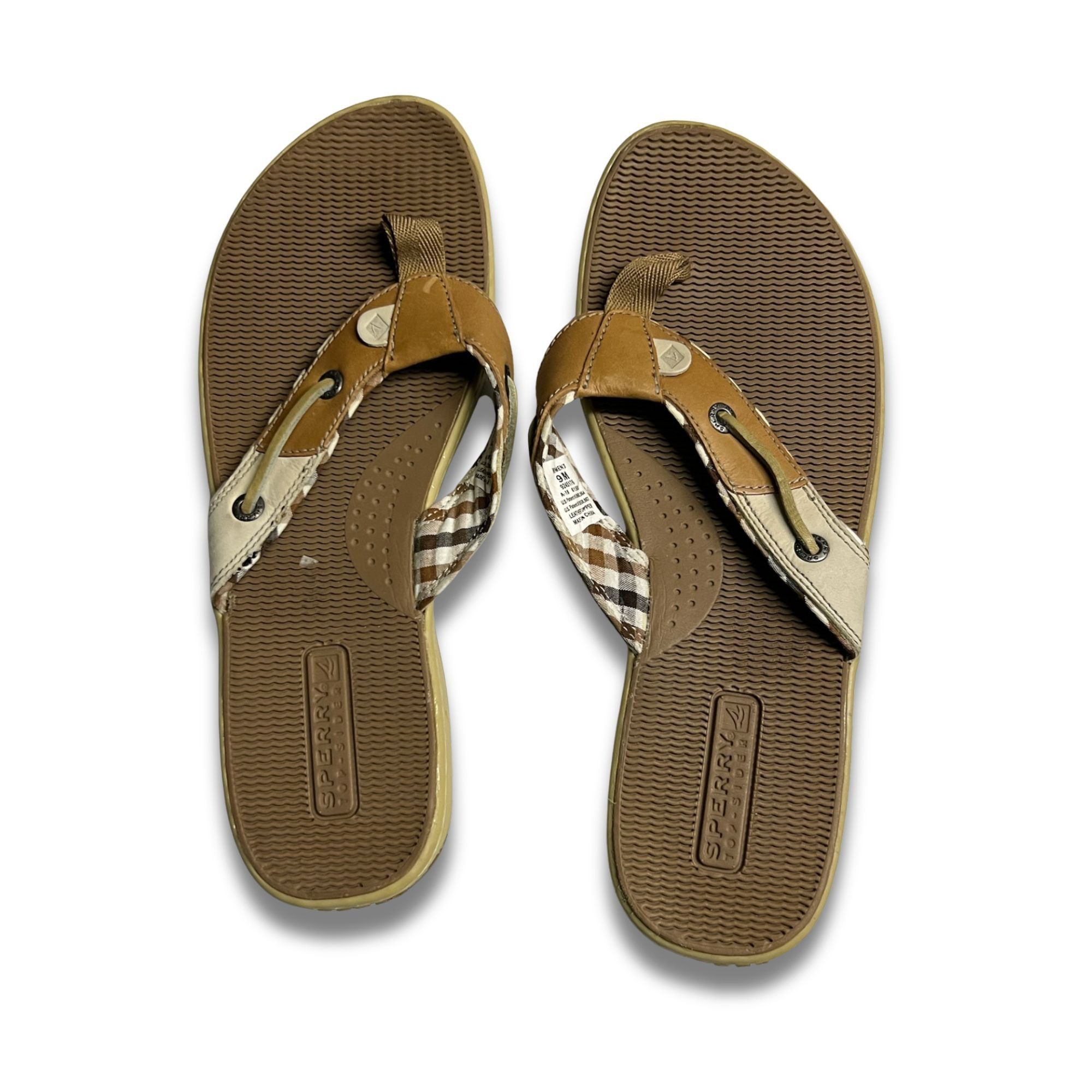 Sperry Sperry Womens Seafish Thong Sandals Size 9 Brown Plaid Leath Size US 9 / IT 39 - 2 Thumbnail