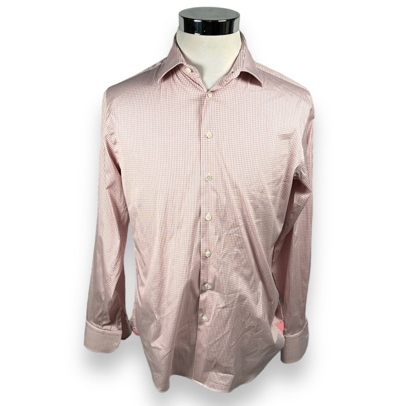 Pink Thomas Pink Button Up Shirt White Pink Windowpane 16 / 41 Size US L / EU 52-54 / 3 - 1 Thumbnail