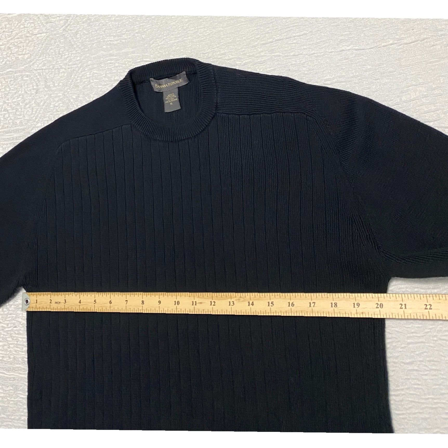 Banana Republic VINTAGE Banana Republic Mens XL Long Sleeve Cotton Ribbed Knit Pullover Sweater Black Size US XL / EU 56 / 4 - 6 Thumbnail