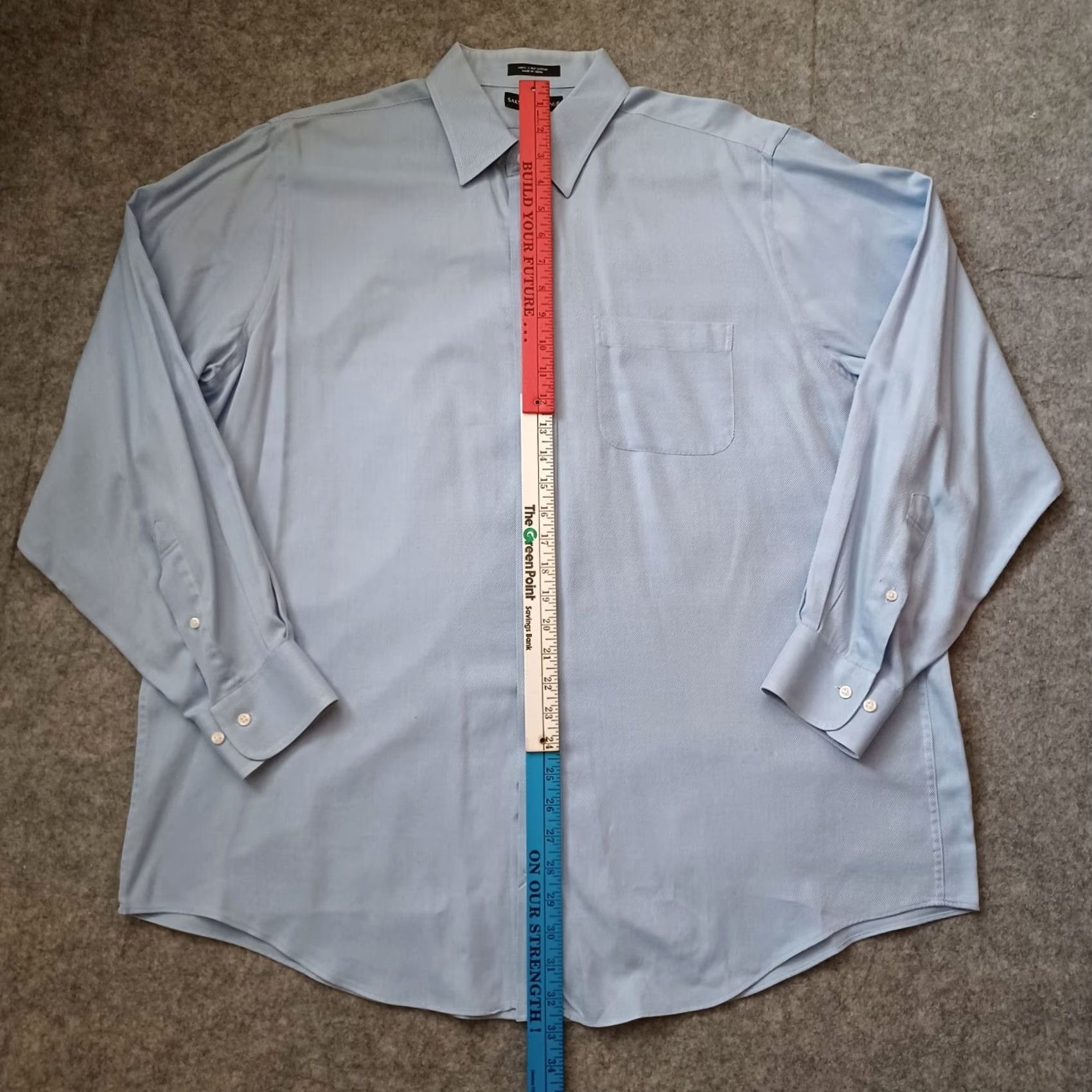 Saks Fifth Avenue Saks Fifth Avenue Shirt Mens 17 34/35 Blue Stripe Button Down 2 Ply Cotton Dress Shirt Slim Front Cuff Pattern Blue Stripe Mens Size US XL / EU 56 / 4 - 6 Thumbnail
