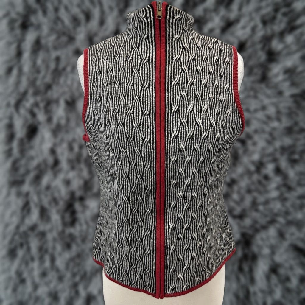 Vintage Vtg Windridge Cheryl Nash Sweater Vest Large Women’s Black White Wool Full Zip Size L / US 10 / IT 46 - 1 Thumbnail
