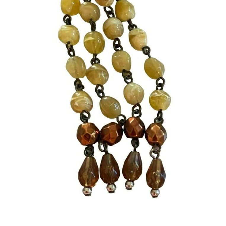 Other Vintage Avon signed N.R. Nina Ricci Yellow & Brown Beaded Ne Size ONE SIZE - 4 Thumbnail