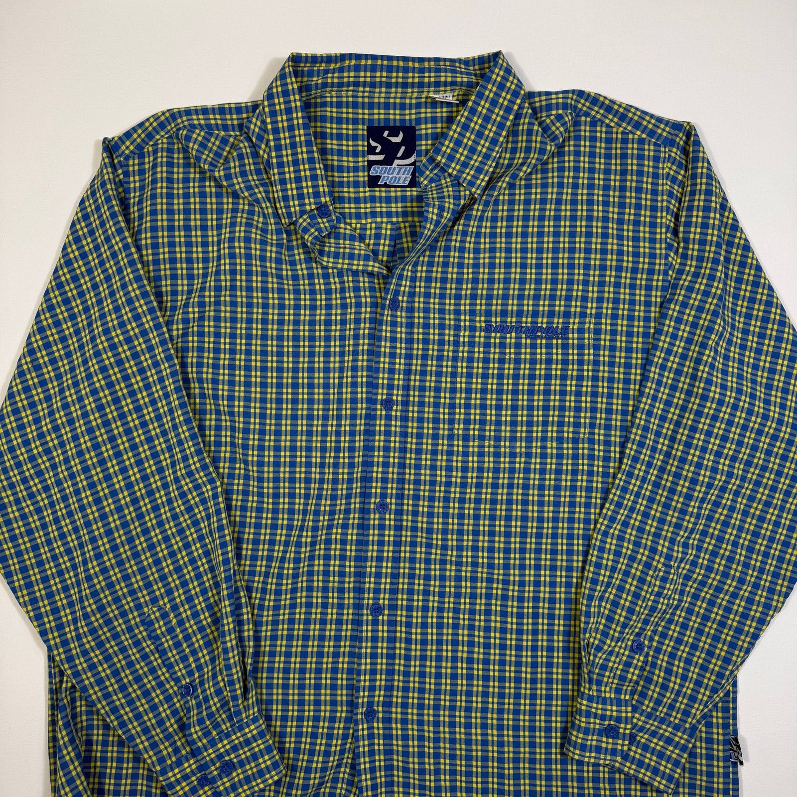 Southpole Southpole Plaid Button Down Shirt Blue Yellow XXL Y2K Size US XXL / EU 58 / 5 - 2 Thumbnail