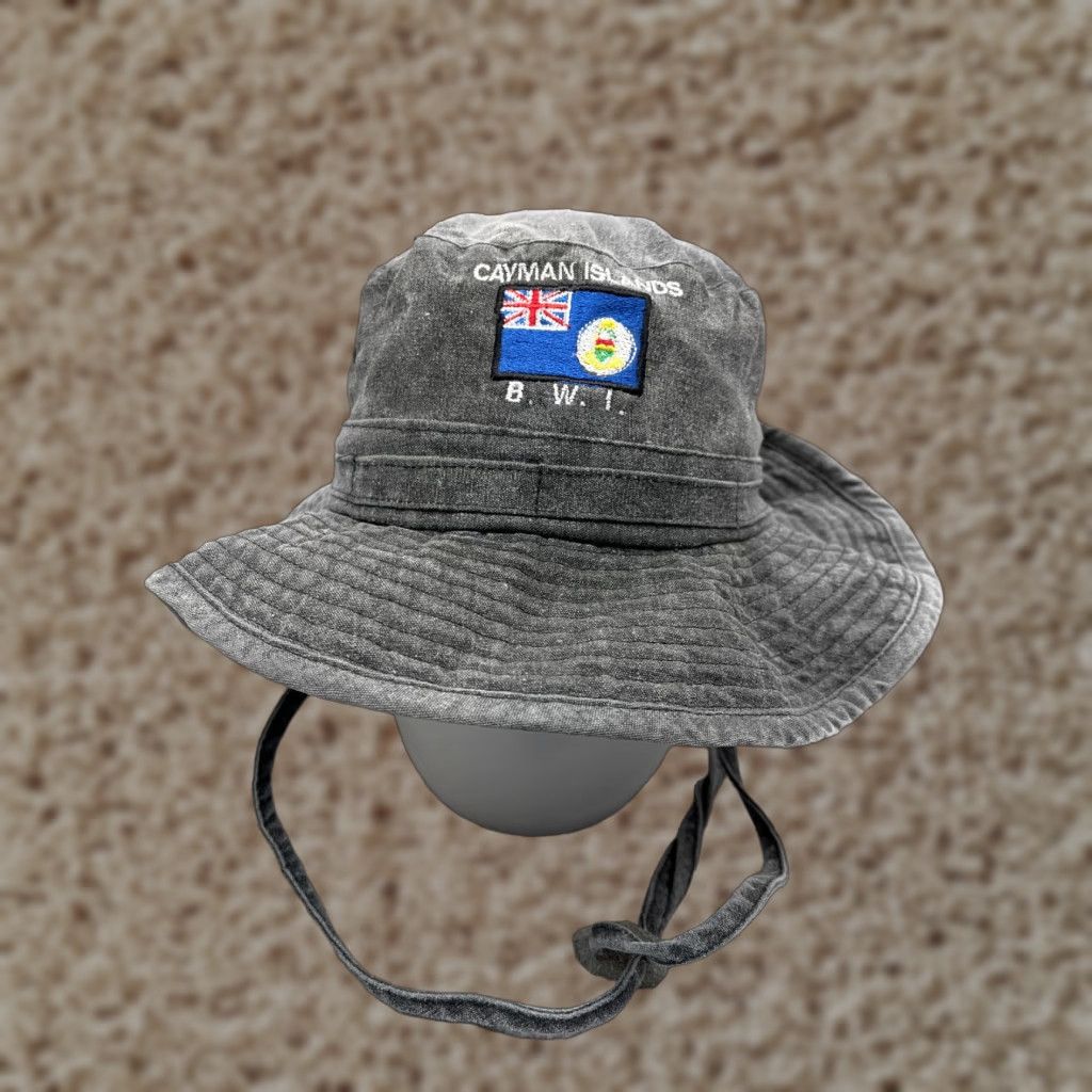 Vintage Cayman Islands Gray Cotton Sun Bucket Hat One Size Adult Unbranded Hat Beach Hiking Travel Casual Weather: Summer, Spring, Fall, Winter Size ONE SIZE - 1 Thumbnail