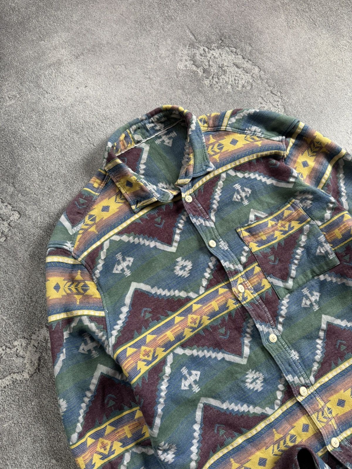 Review Retro L/Size aztec inca shirts button up long sleeve 90s Size US L / EU 52-54 / 3 - 2 Thumbnail