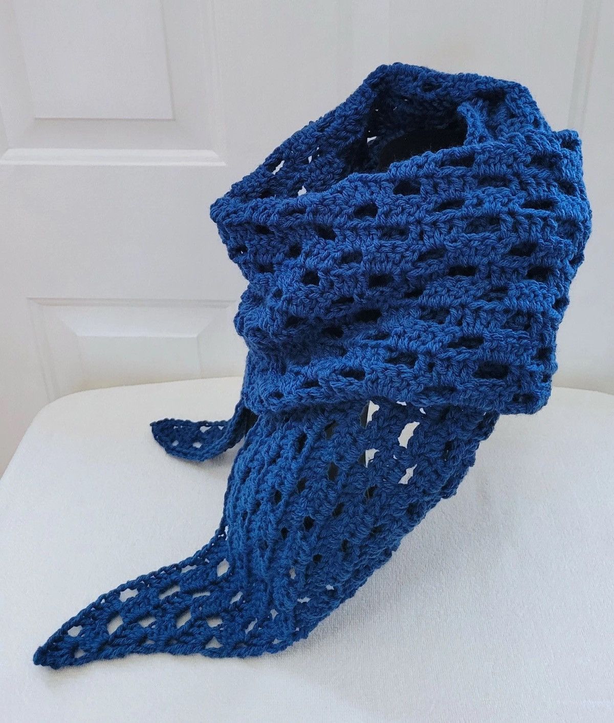 Other 78" Shawl Wrap Scarf - Celtic Blue - Hand Crochet Knit Size ONE SIZE - 4 Thumbnail