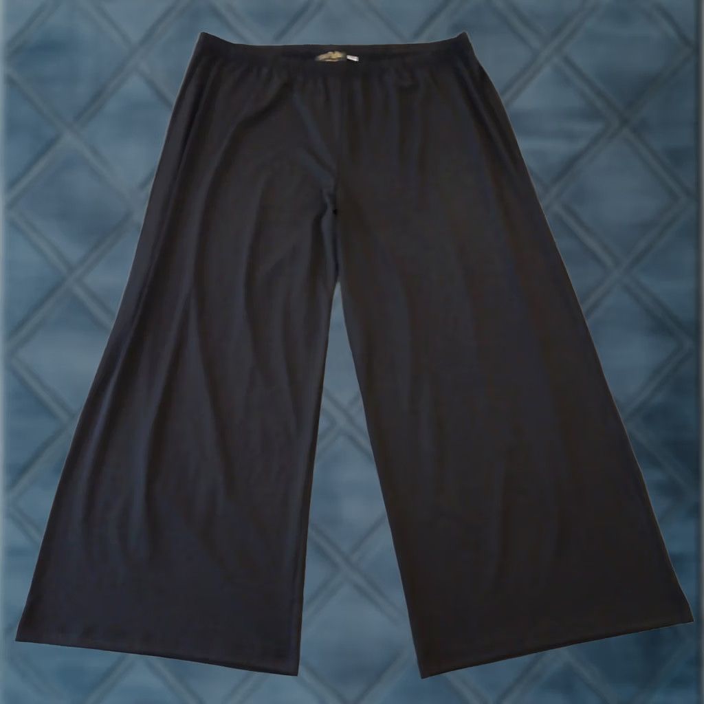 Bob Mackie Bob Mackie Pants Womens Plus Size 2XP Black Wide Leg Pull On Ankle 40x27.5 New Size 40" / US 18 - 1 Thumbnail