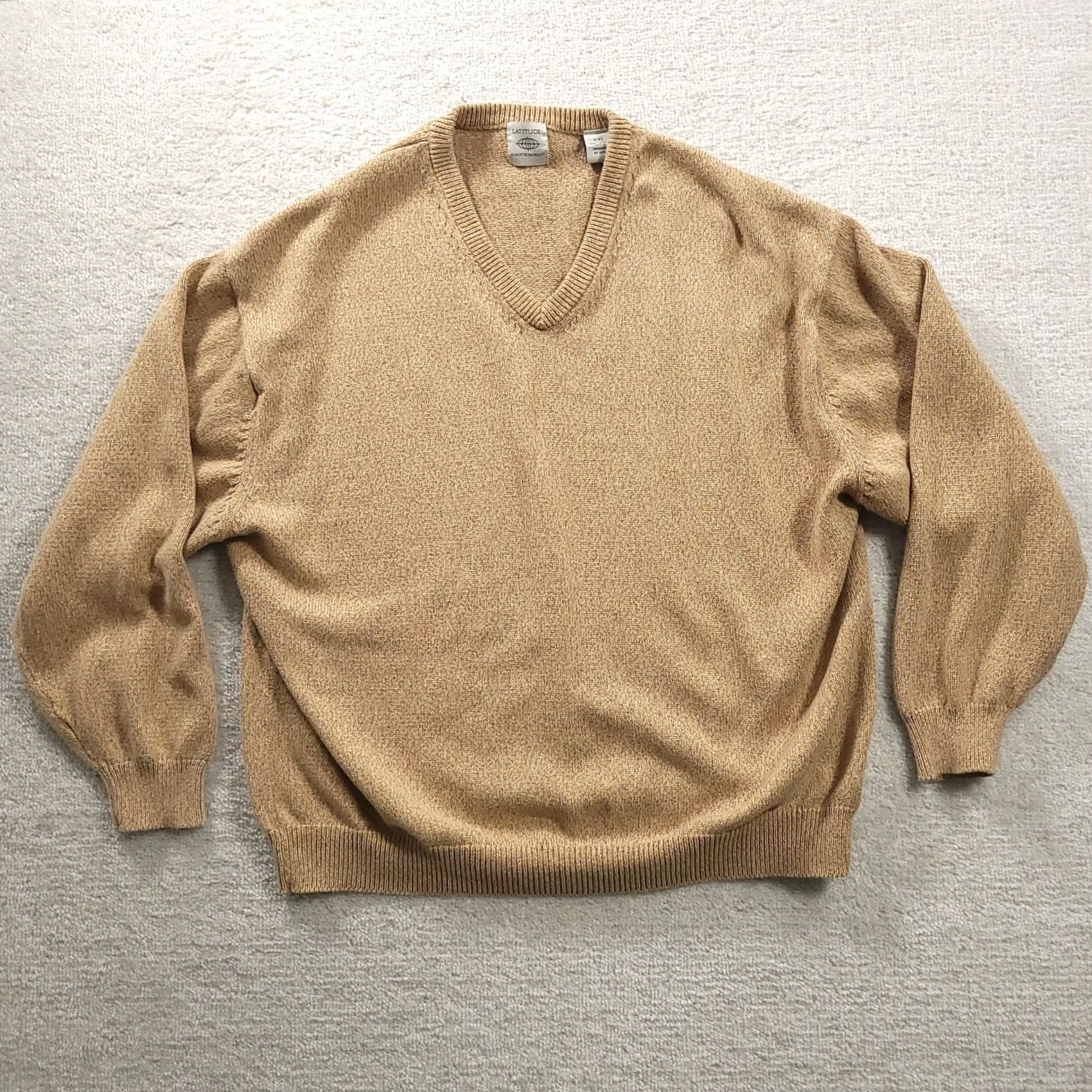 Vintage Northern Isles Sweater Mens 2XL Beige V-Neck 100% Cotton Pullover Knit Shirt Size US XXL / EU 58 / 5 - 2 Thumbnail