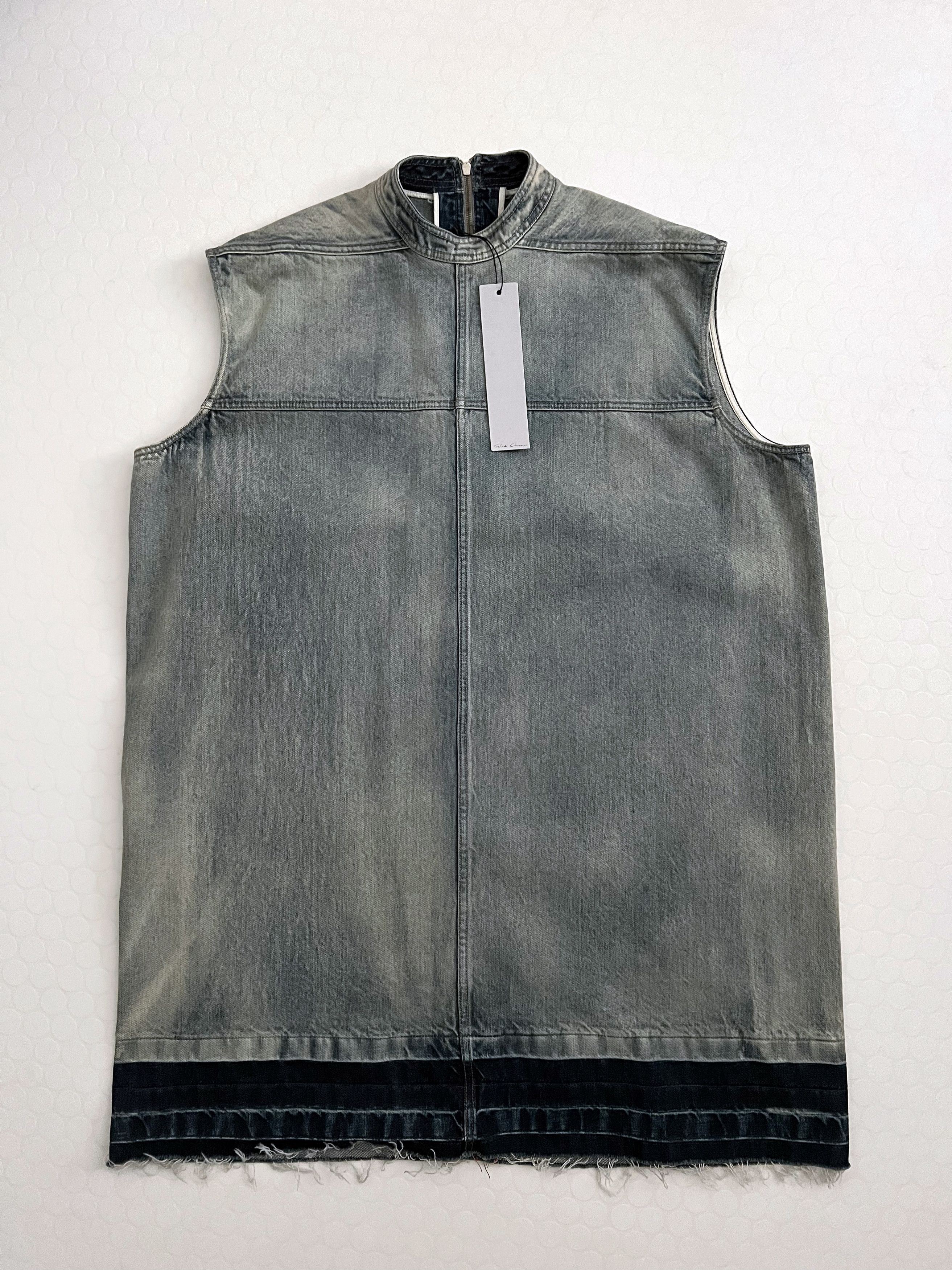 image of Rick Owens Faun Ss15 'hustler' Selvedge Denim Dirty Wash Tunic in Indigo, Men's (Size Medium)