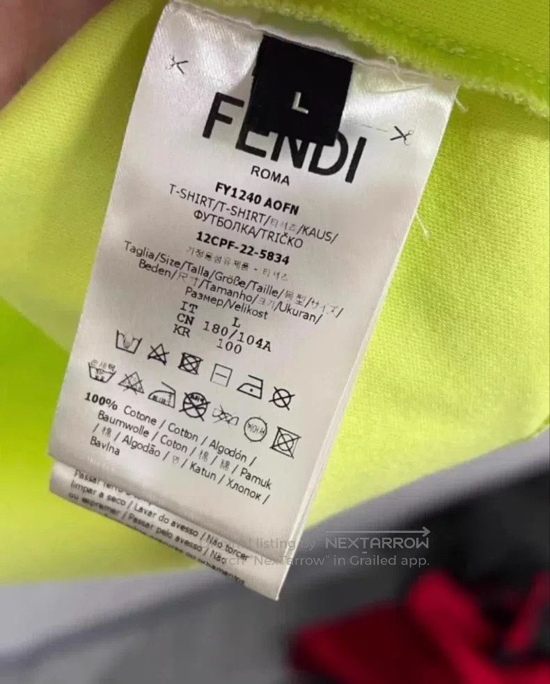 Fendi Fendi Neon Green Pocket Logo Printed Short Sleeve Size US L / EU 52-54 / 3 - 3 Thumbnail