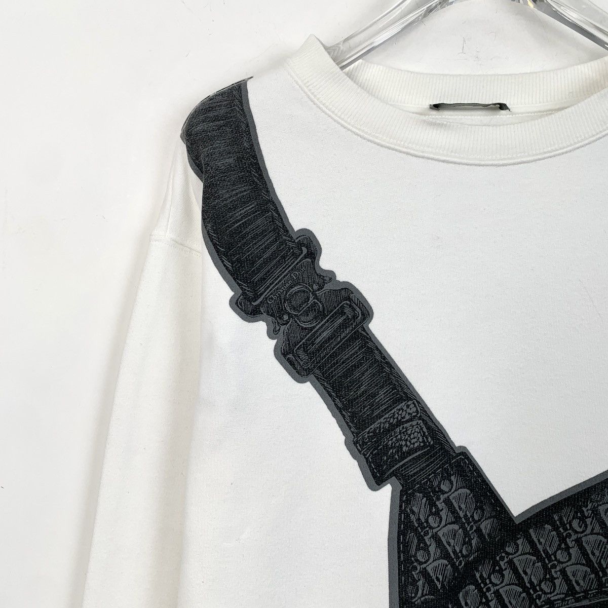 Dior Dior White Crossbody Logo Printed Cotton Sweatshirt Size M / US 6-8 / IT 42-44 - 3 Thumbnail